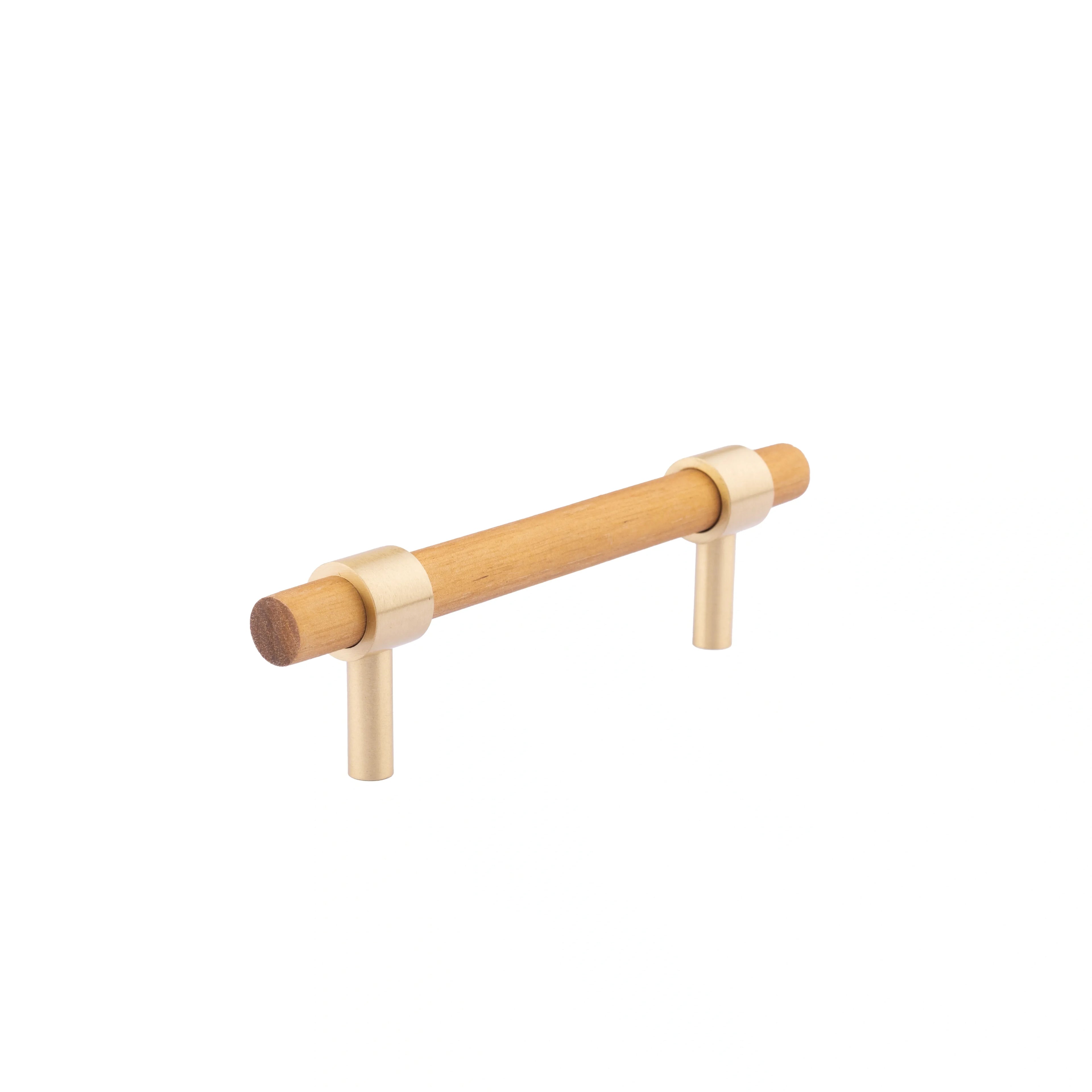 Mantara Holt Handle W-0010 is a modern walnut wood & brass handle in dark brown with brushed finish, ideal for wardrobes & drawers.