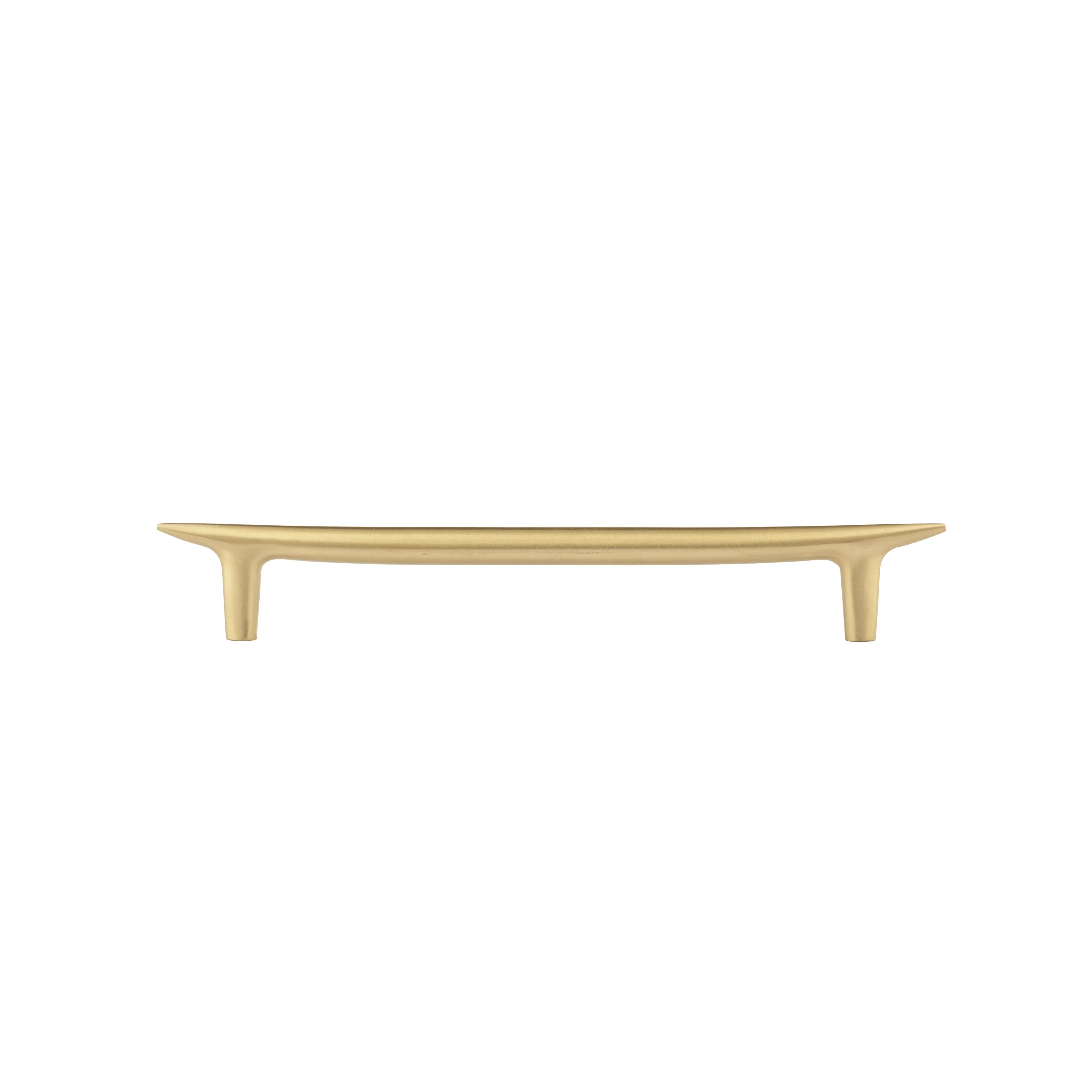 The Mantara B-0045 Palladian Handle is a modern brushed brass handle in gold, perfect for kitchens, cupboards, drawers, and wardrobes.