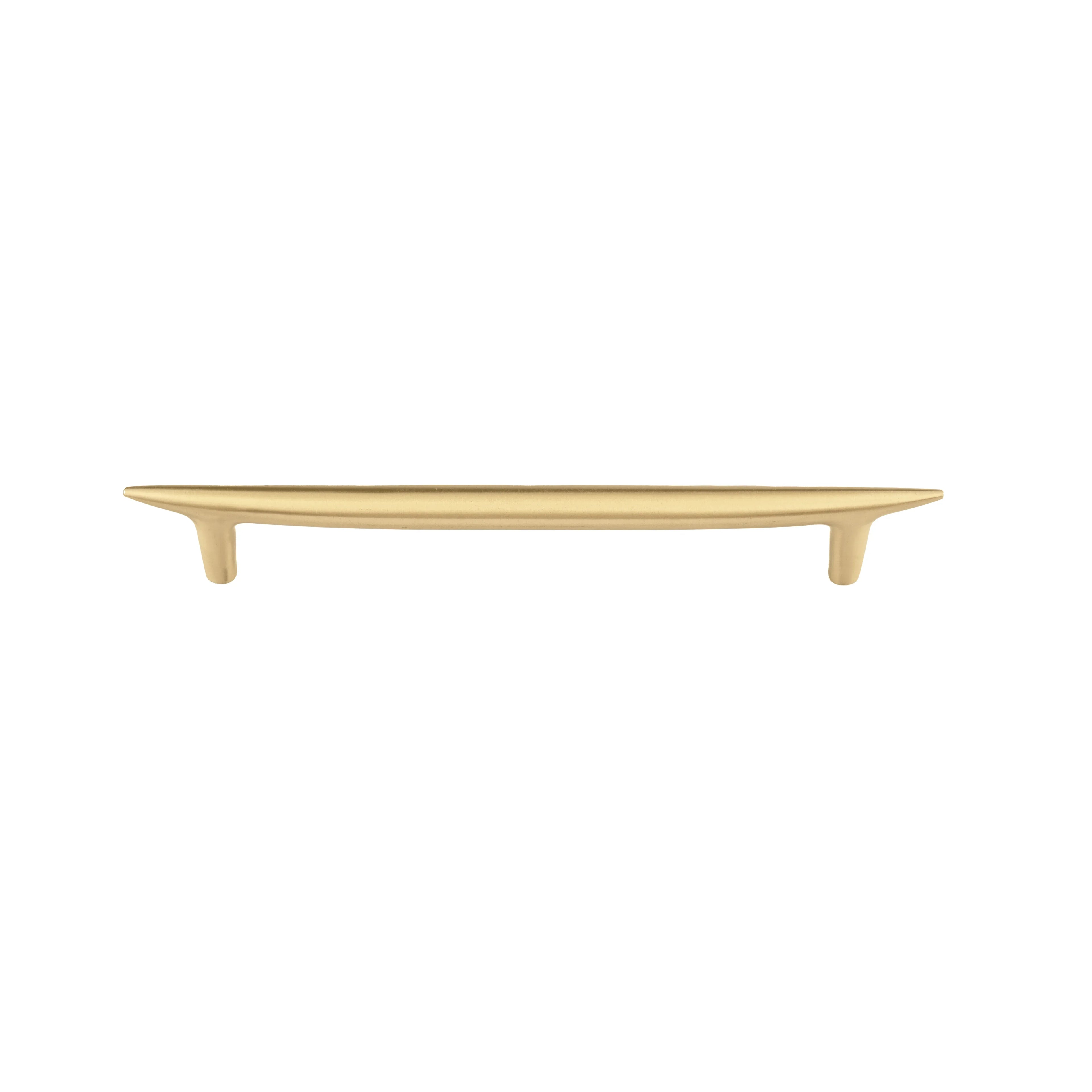The Mantara B-0045 Palladian Handle is a modern brushed brass handle in gold, perfect for kitchens, cupboards, drawers, and wardrobes.