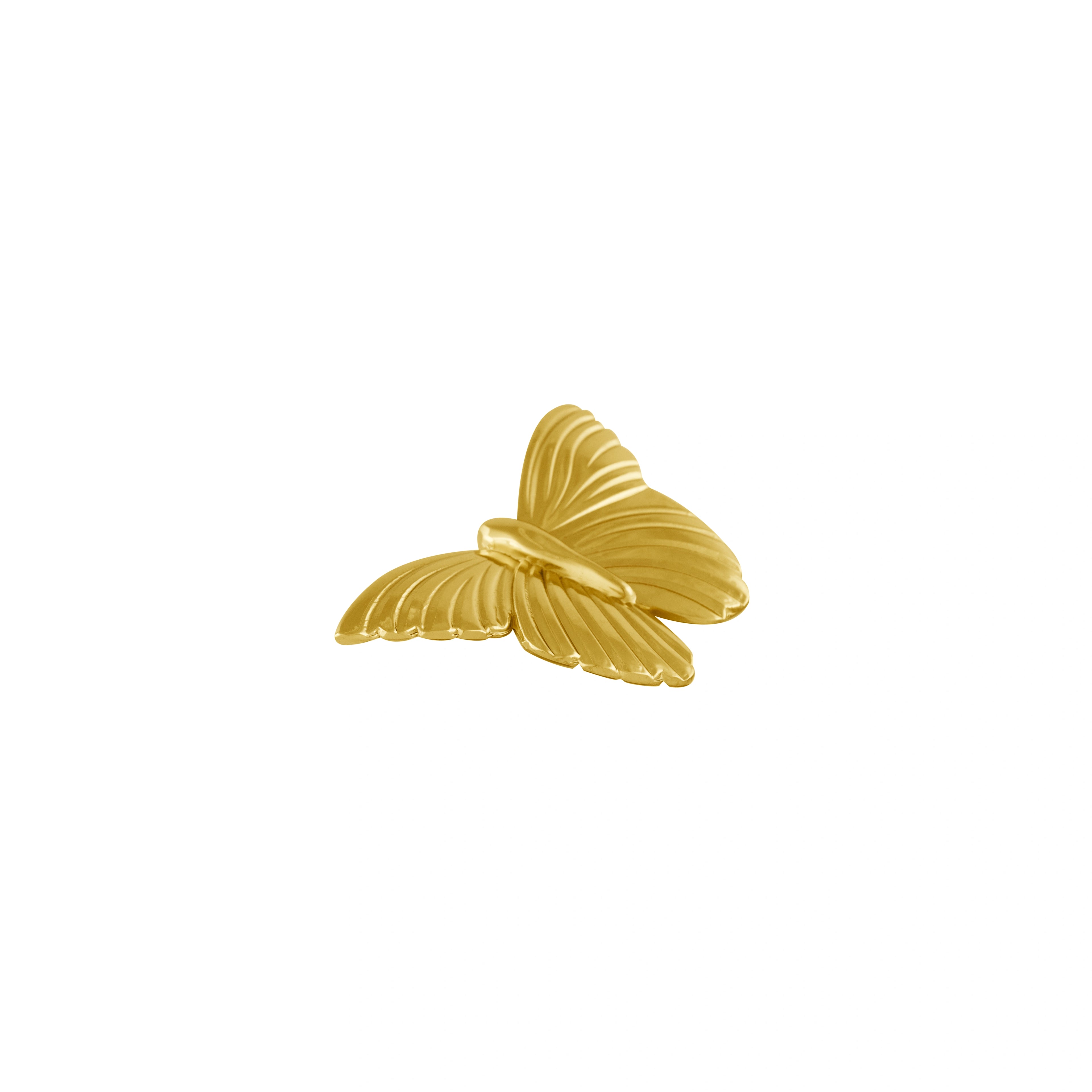 Mantara Mariposa Handle B-0074 is a modern brushed brass knob in polished gold, ideal for doors and cabinets.