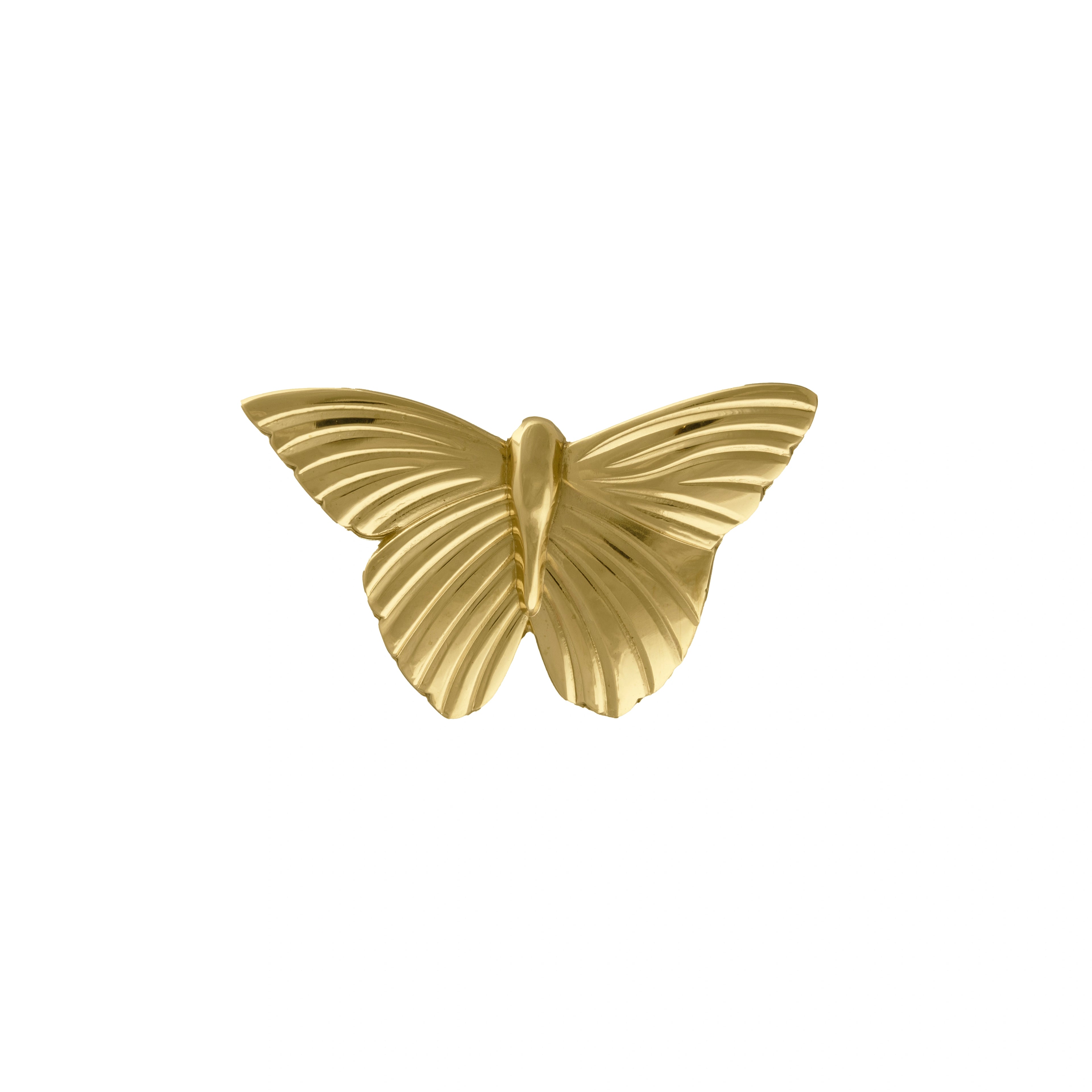 Mantara Mariposa Handle B-0074 is a modern brushed brass knob in polished gold, ideal for doors and cabinets.