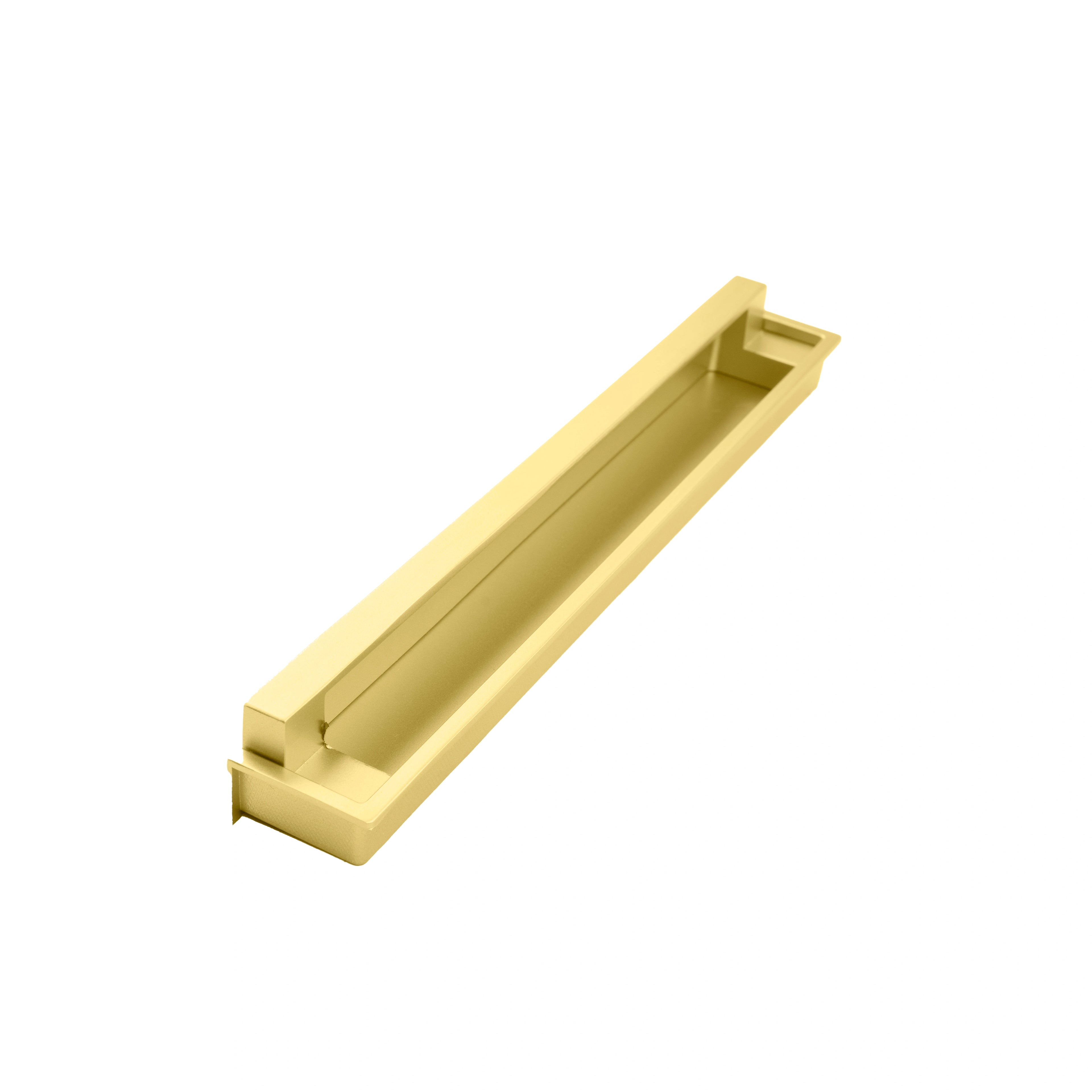 Mantara Concealed Slender Handle Z-0012 is a modern zinc handle in matte gold, ideal for wardrobes and sliding doors.
