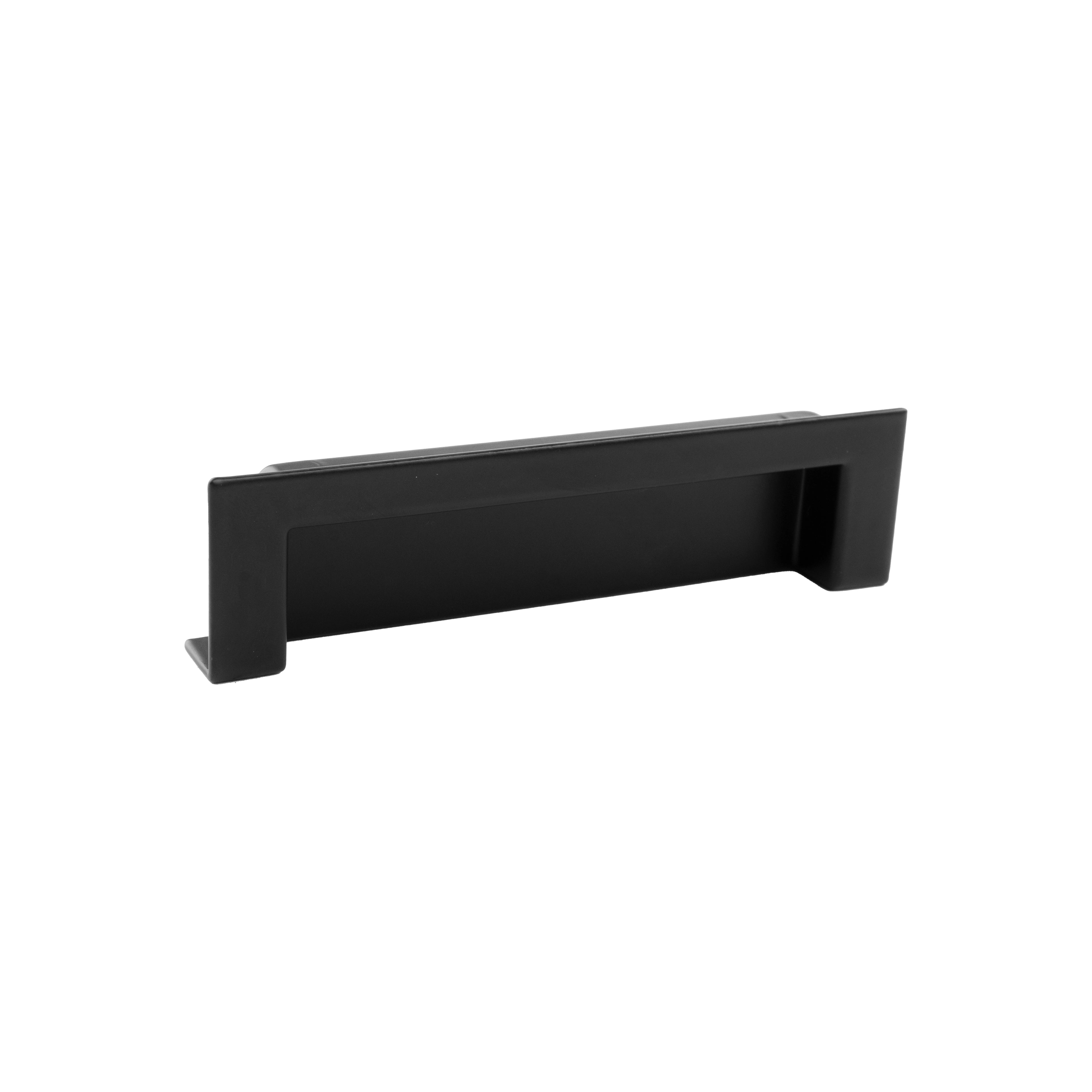 Mantara Concealed Rectangular Handle Z-0013 is a modern zinc handle in matte black, ideal for wardrobes and furniture.