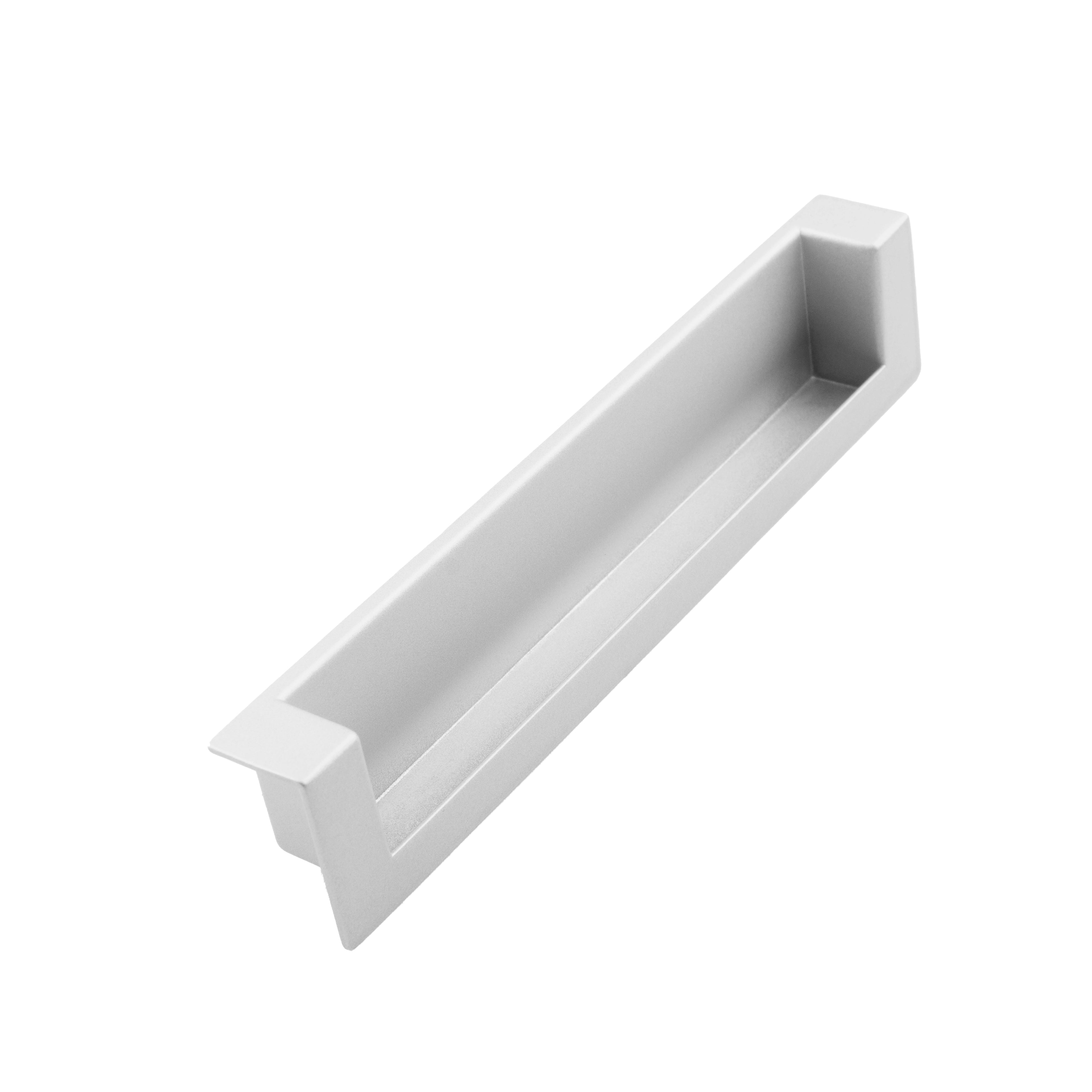 Mantara Concealed Rectangular Handle Z-0013 is a modern zinc handle in matte silver, ideal for wardrobes and furniture.