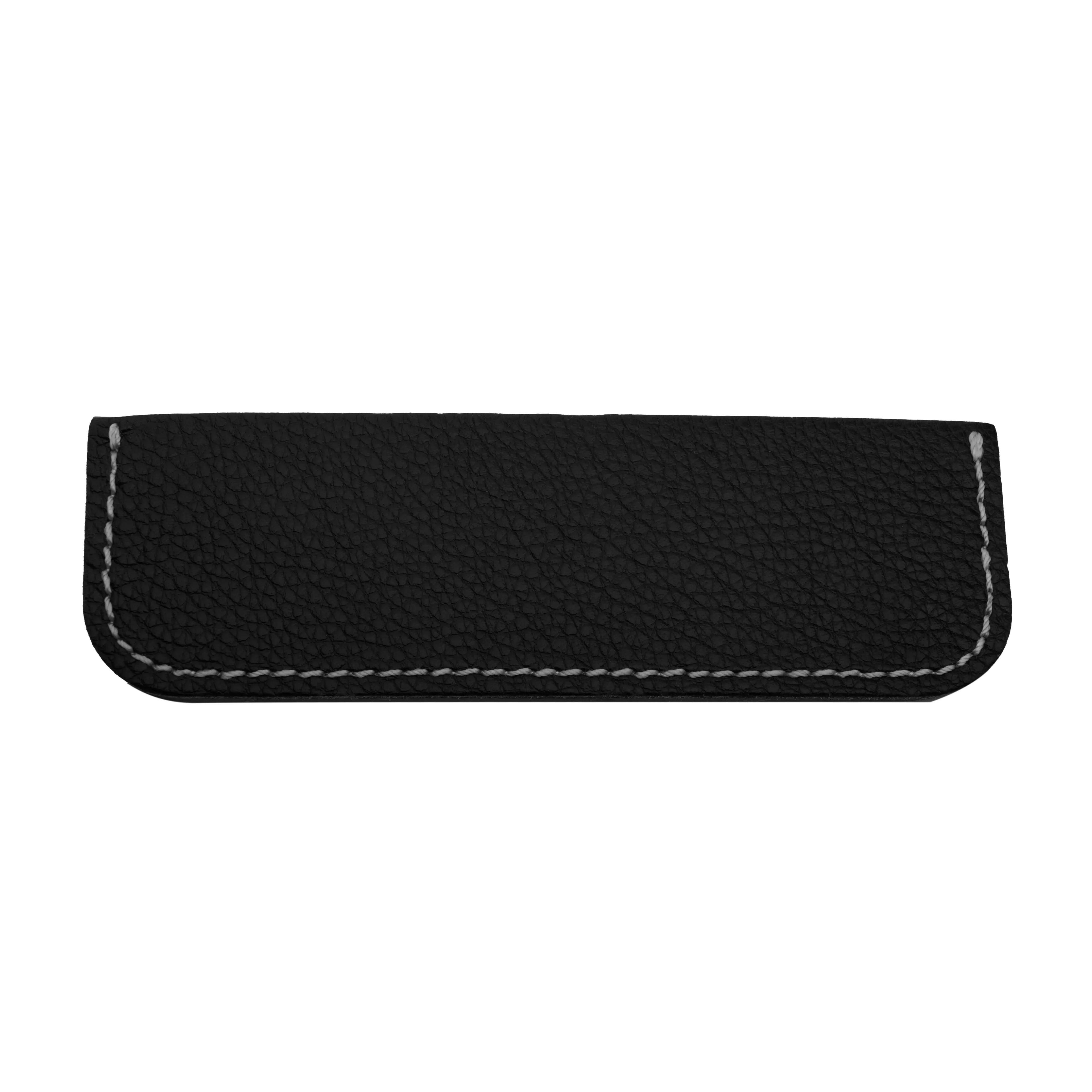 The Mantara L-0007 Geometry Leather Handle is a modern grey and black handle in matte finish, ideal for doors, cabinets, and wardrobes.