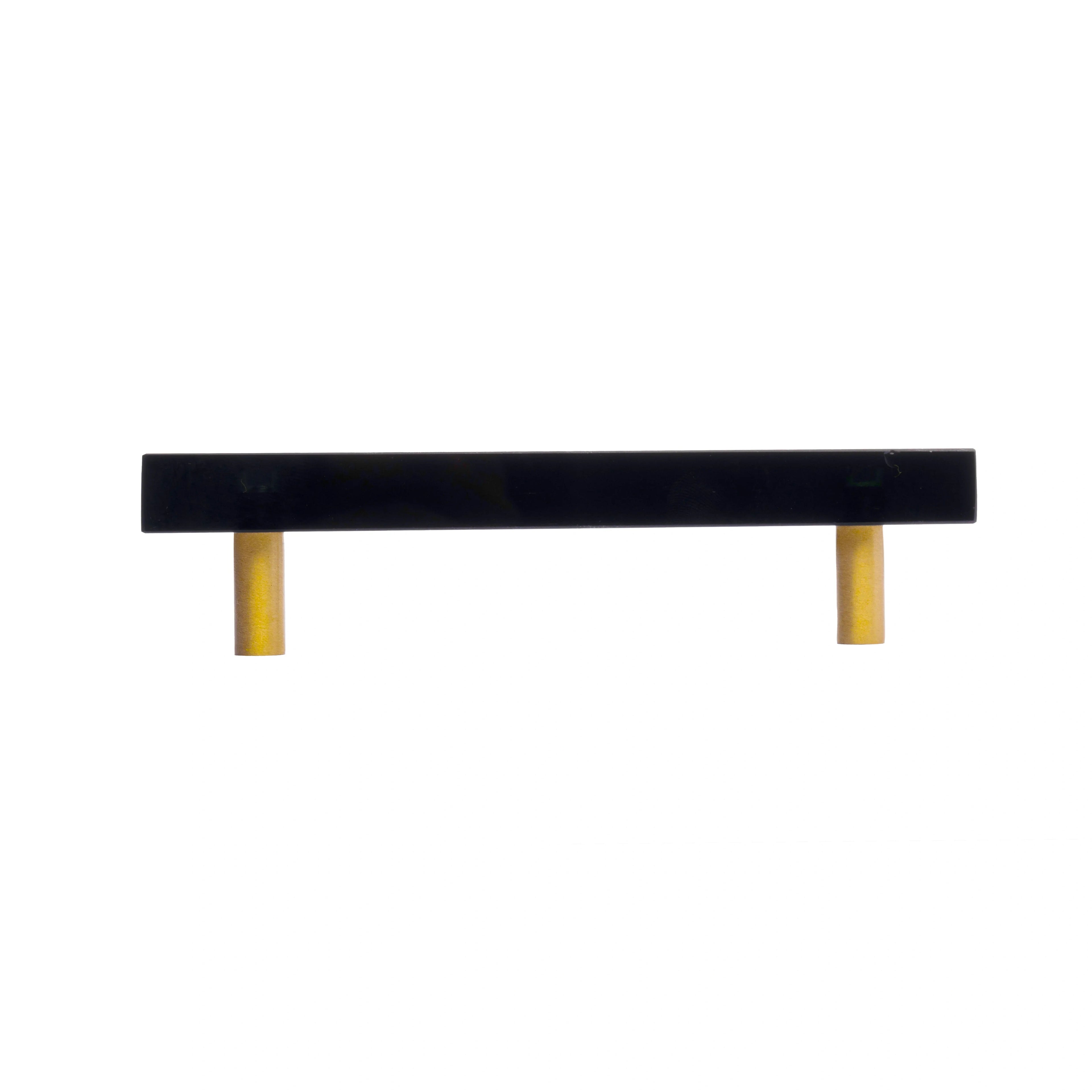 Mantara Noir Handle M-0012 is a modern marble & brass handle in black, ideal for kitchen, drawers & cabinets.