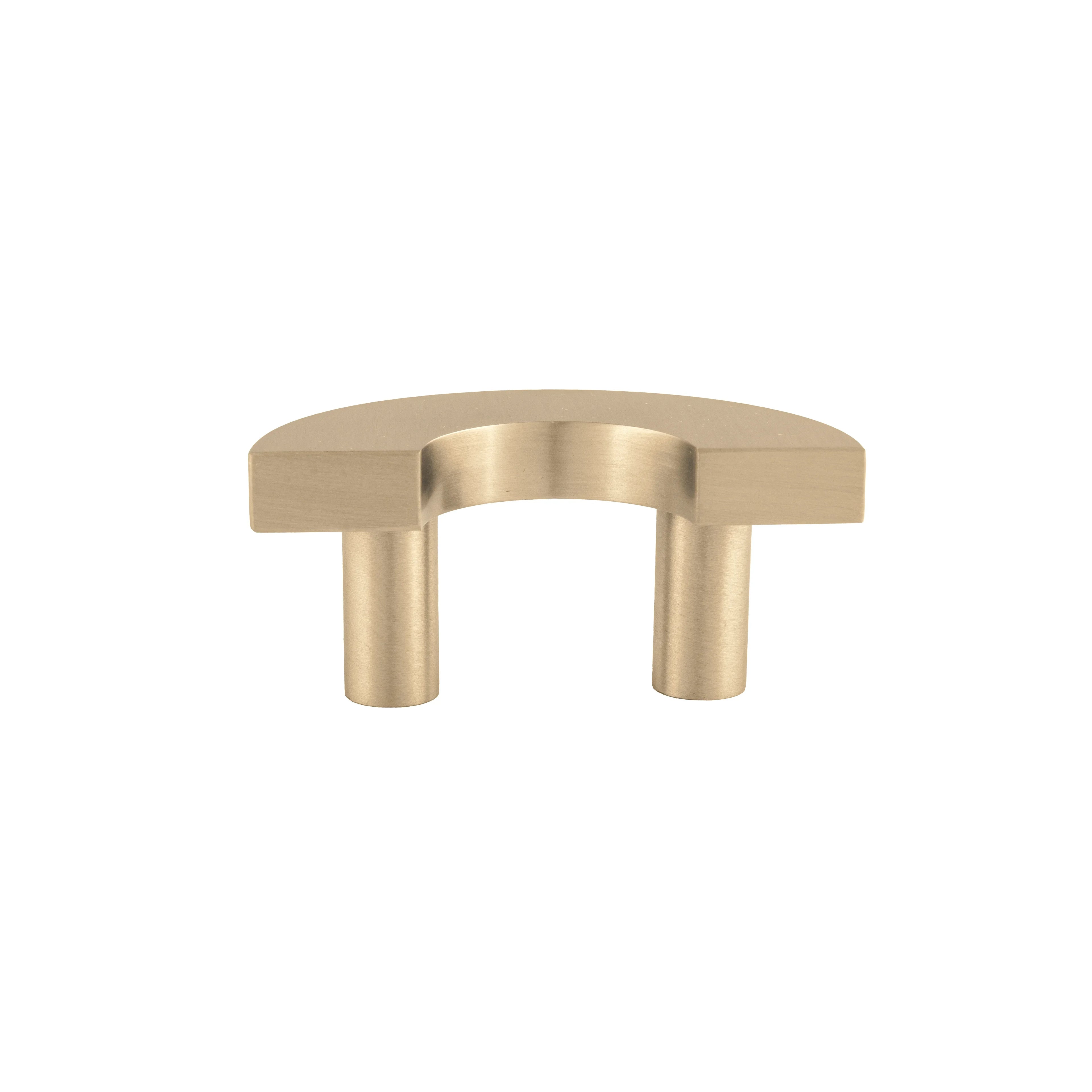 Mantara Dua Handle B-0075 is a modern brushed brass knob in gold, ideal for drawers, cabinets, and furniture use.