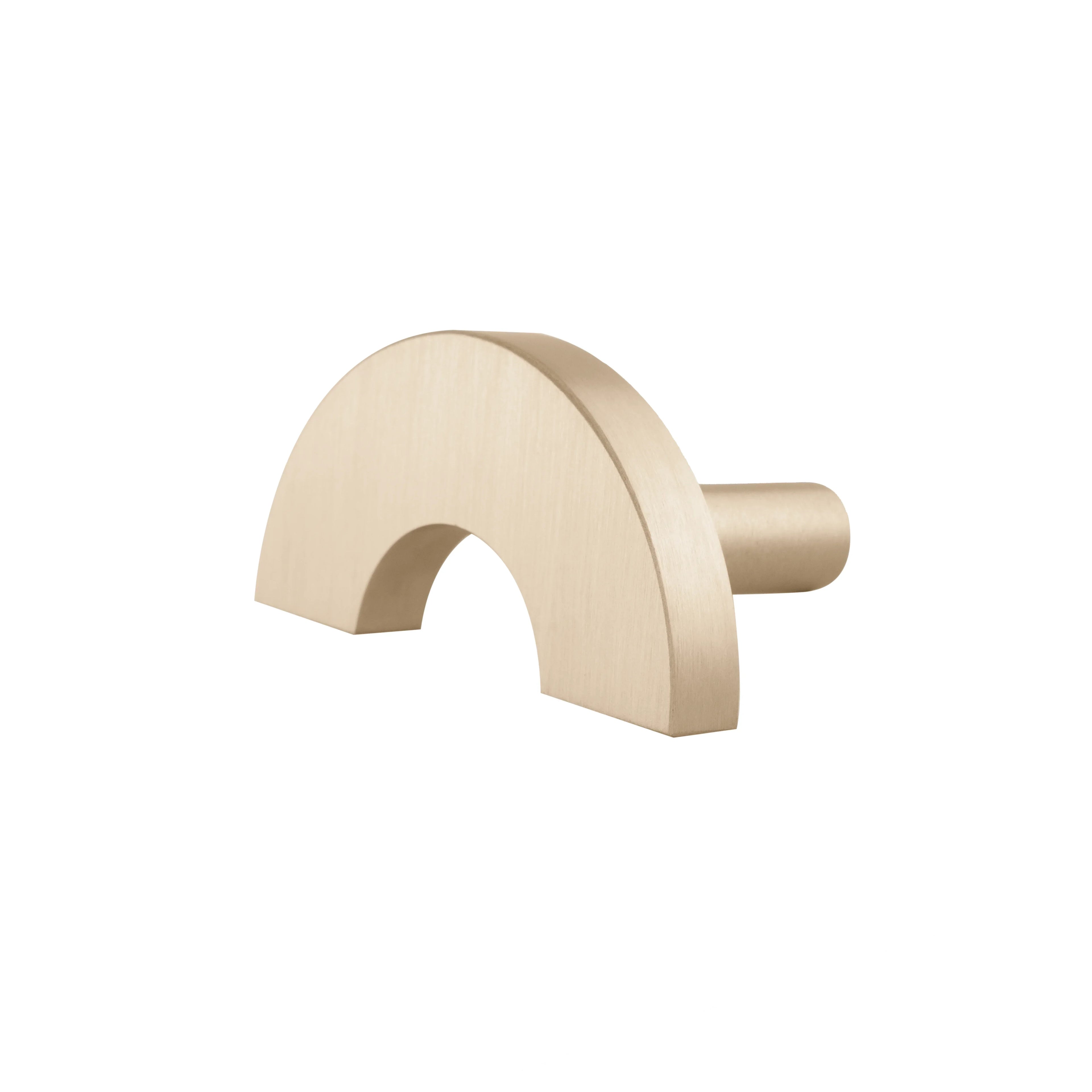 Mantara Dua Handle B-0075 is a modern brushed brass knob in gold, ideal for drawers, cabinets, and furniture use.