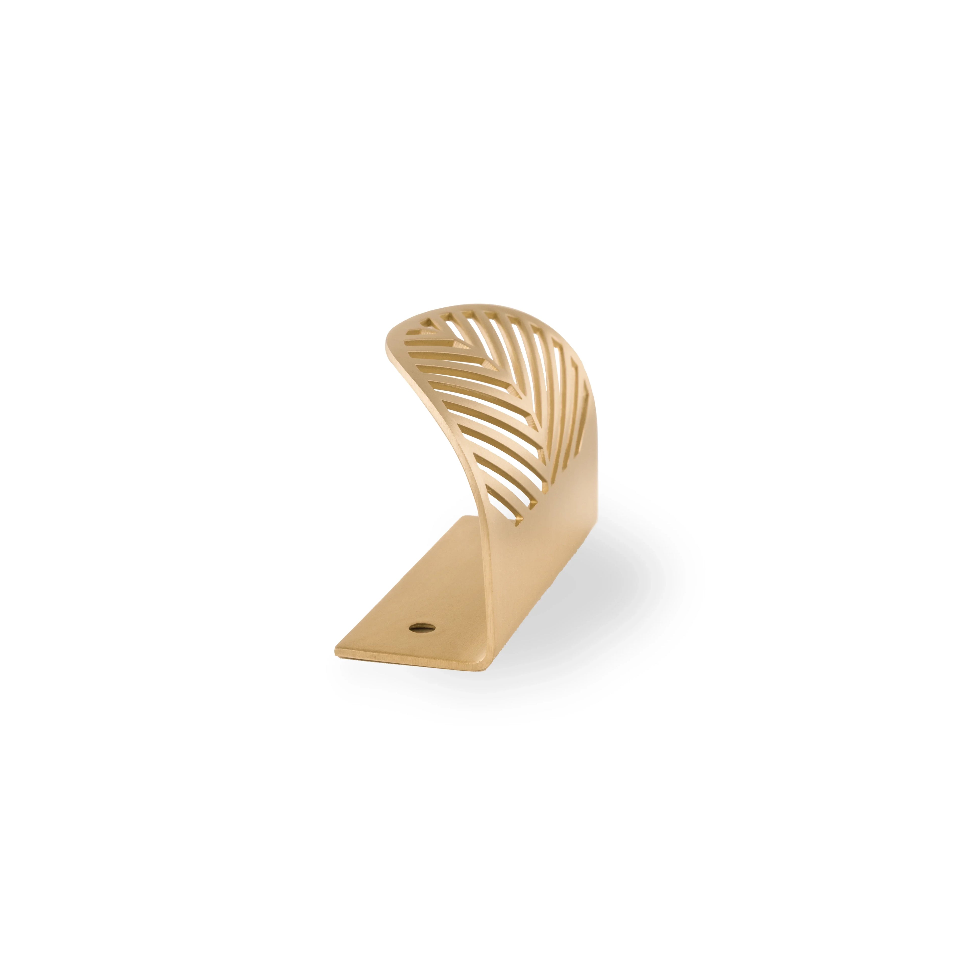 The Mantara B-0047 Vriksha Handle is a modern brushed brass handle in gold, ideal for kitchens, drawers, cupboards, and bedrooms.