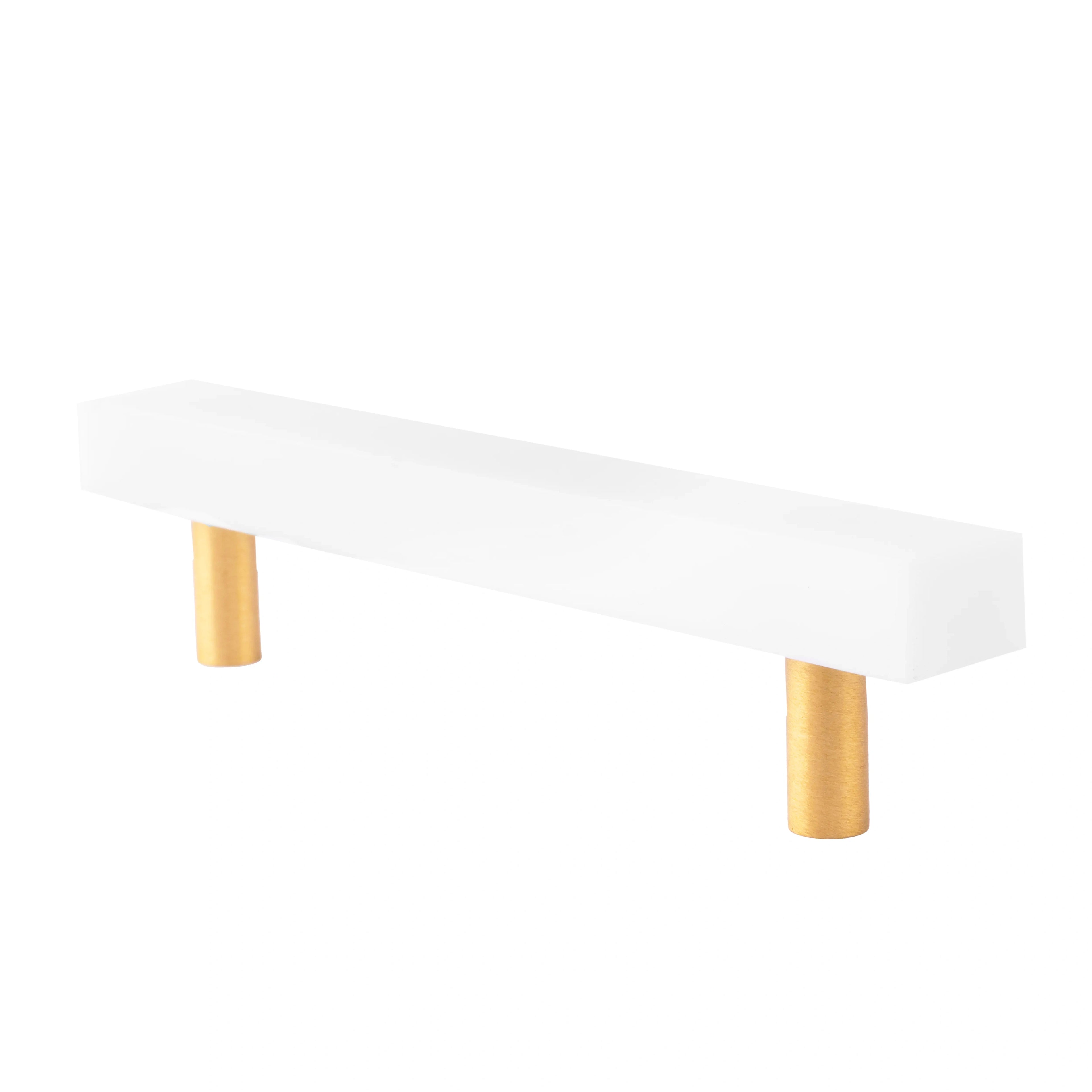 Mantara Noir Handle M-0012 is a modern marble & brass handle in white, ideal for kitchen, drawers & cabinets.