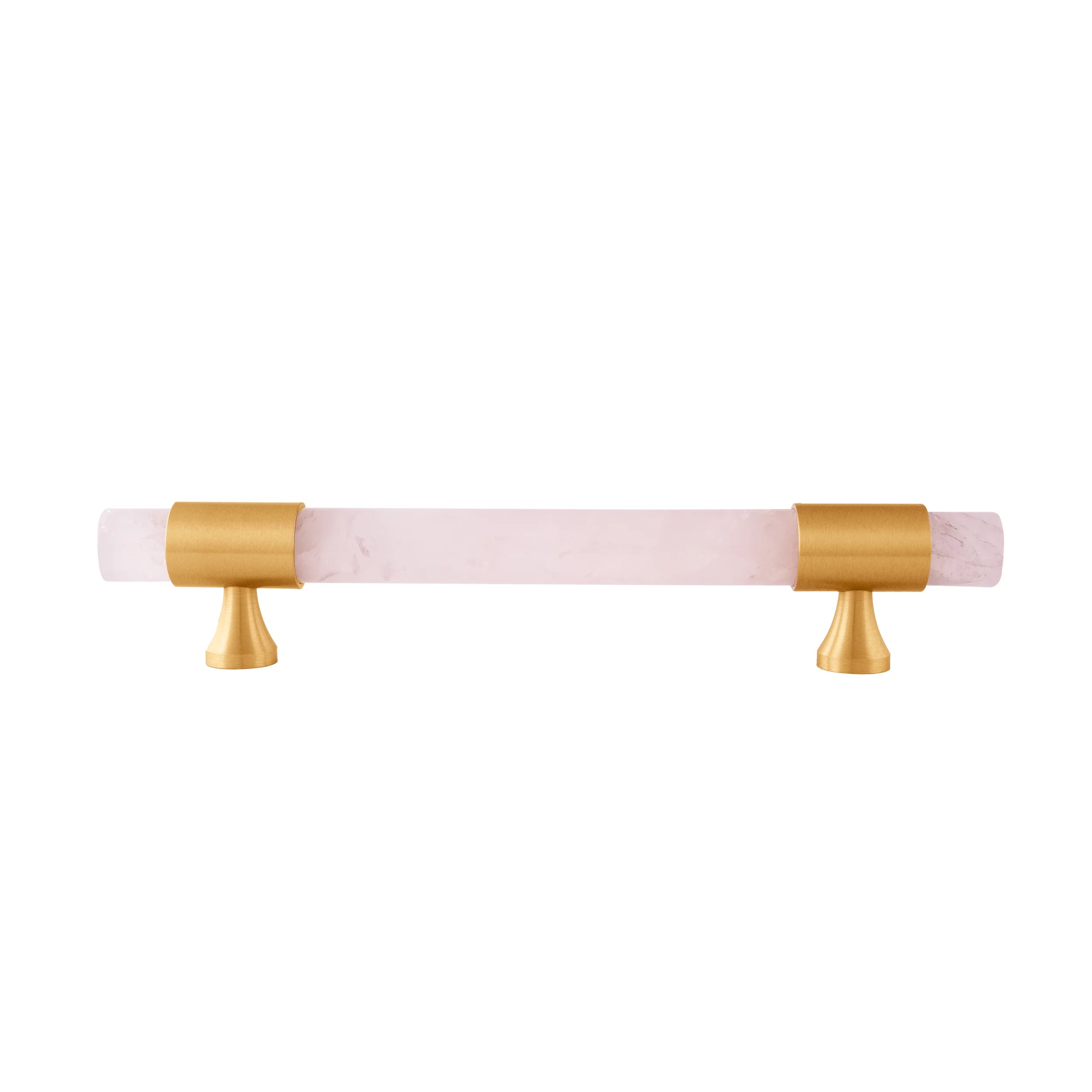 The Mantara C-0014-128 Luster Handle is a modern crystal and brass handle in pink, ideal for wardrobes and doors.
