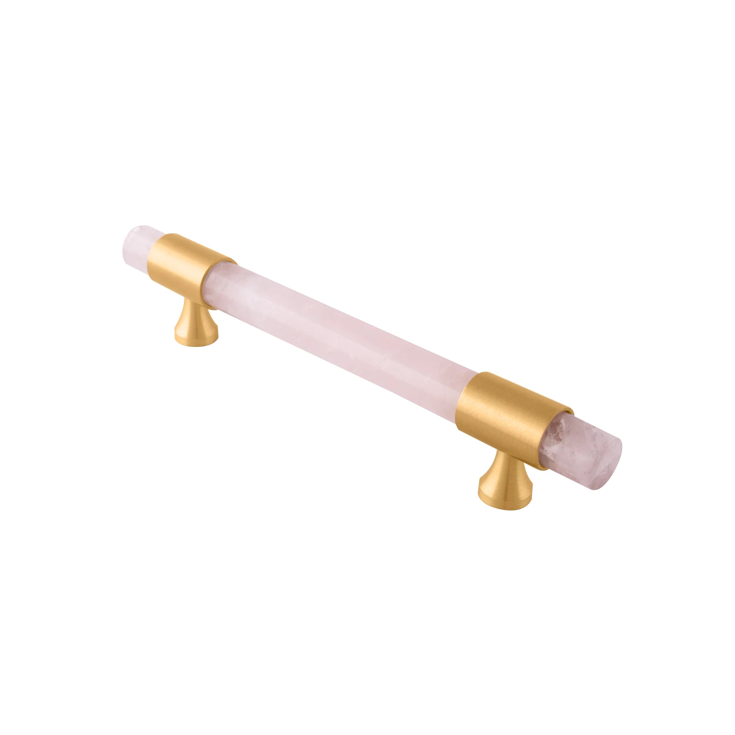The Mantara C-0014-128 Luster Handle is a modern crystal and brass handle in pink, ideal for wardrobes and doors.