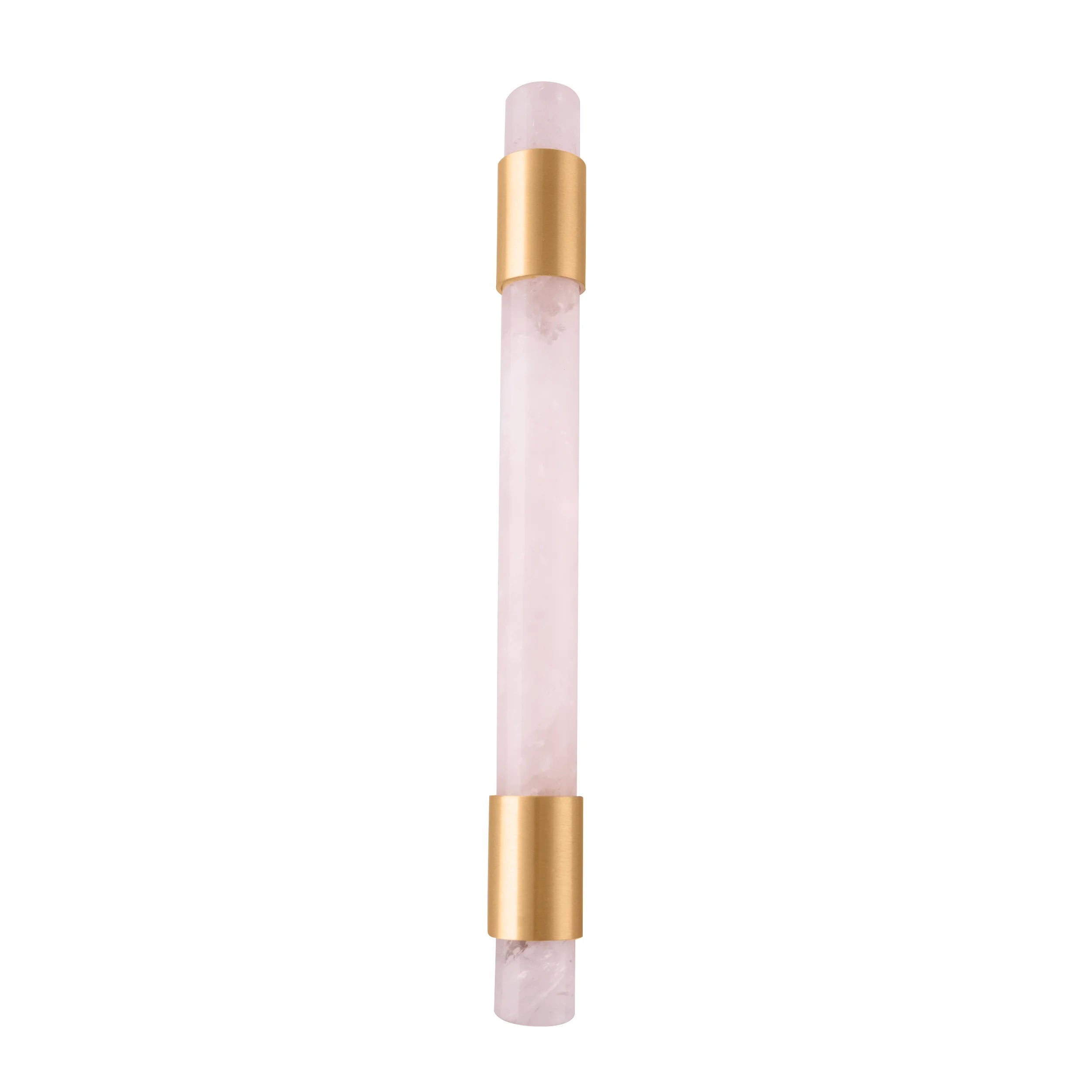 The Mantara C-0014-128 Luster Handle is a modern crystal and brass handle in pink, ideal for wardrobes and doors.