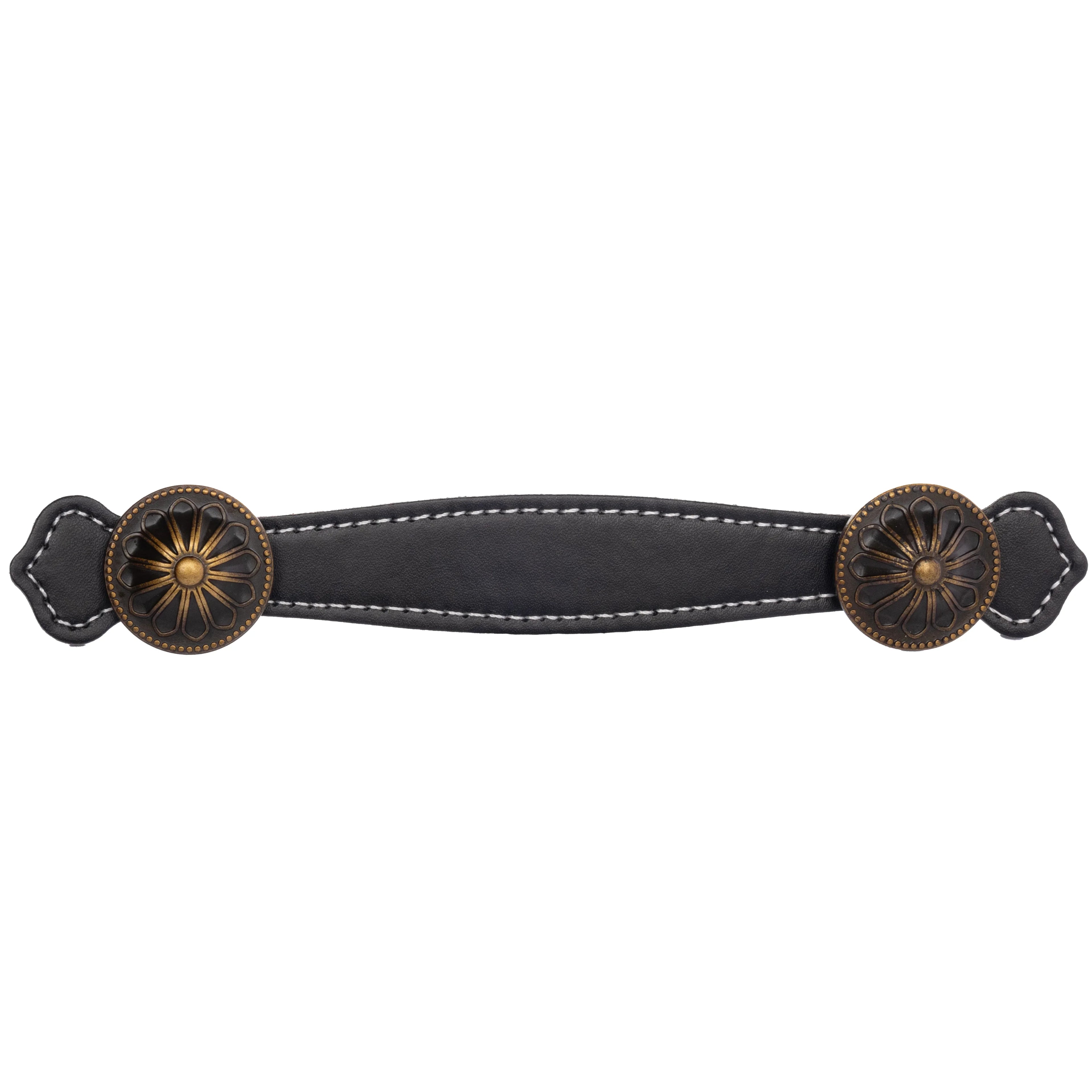 The Mantara L-0006 Royal Leather Handle is a modern black leather handle, ideal for furniture, cabinets, and wardrobes.