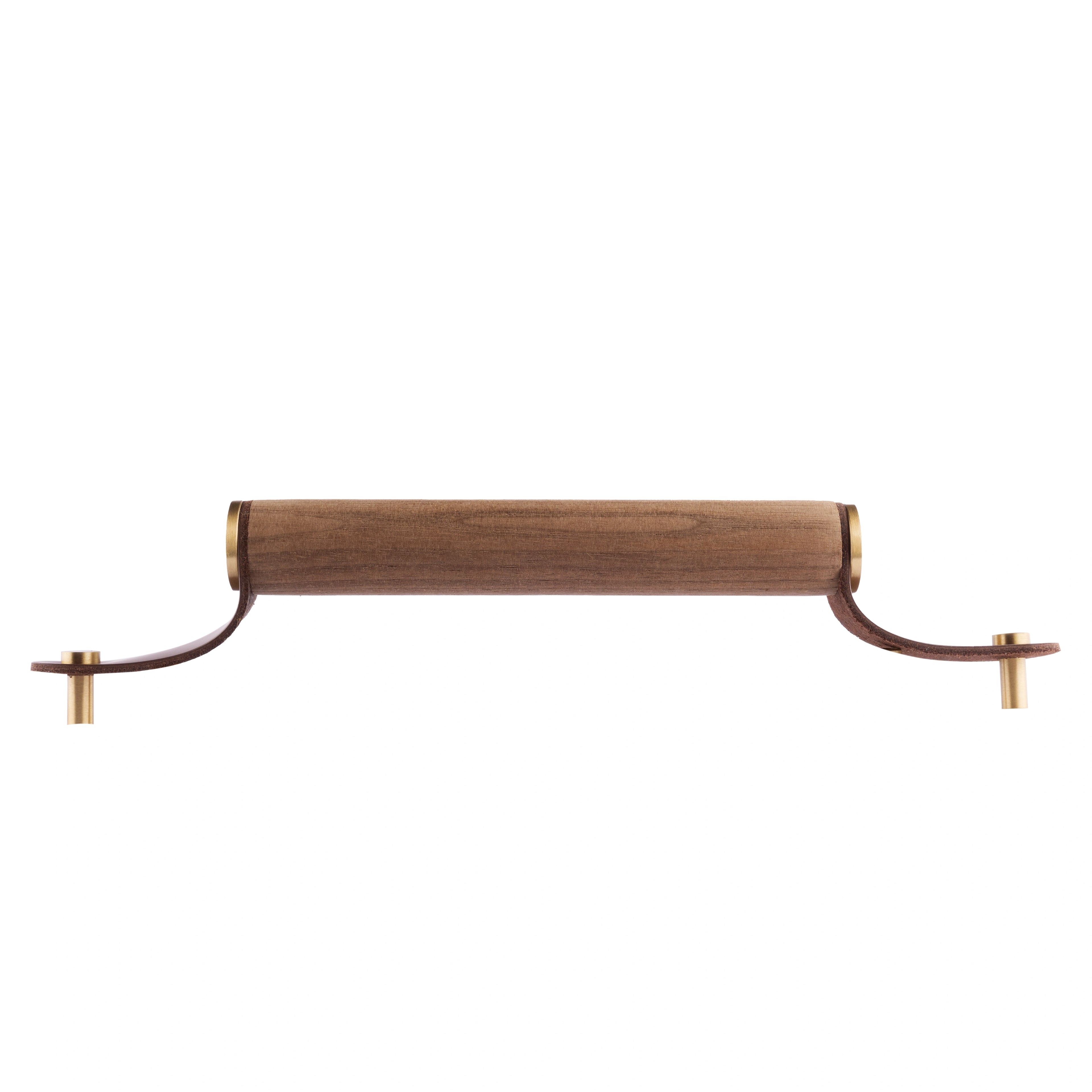 Mantara Ranch Handle W-0006 is a modern brass, leather & wood handle in brown with brushed finish, ideal for wardrobes.