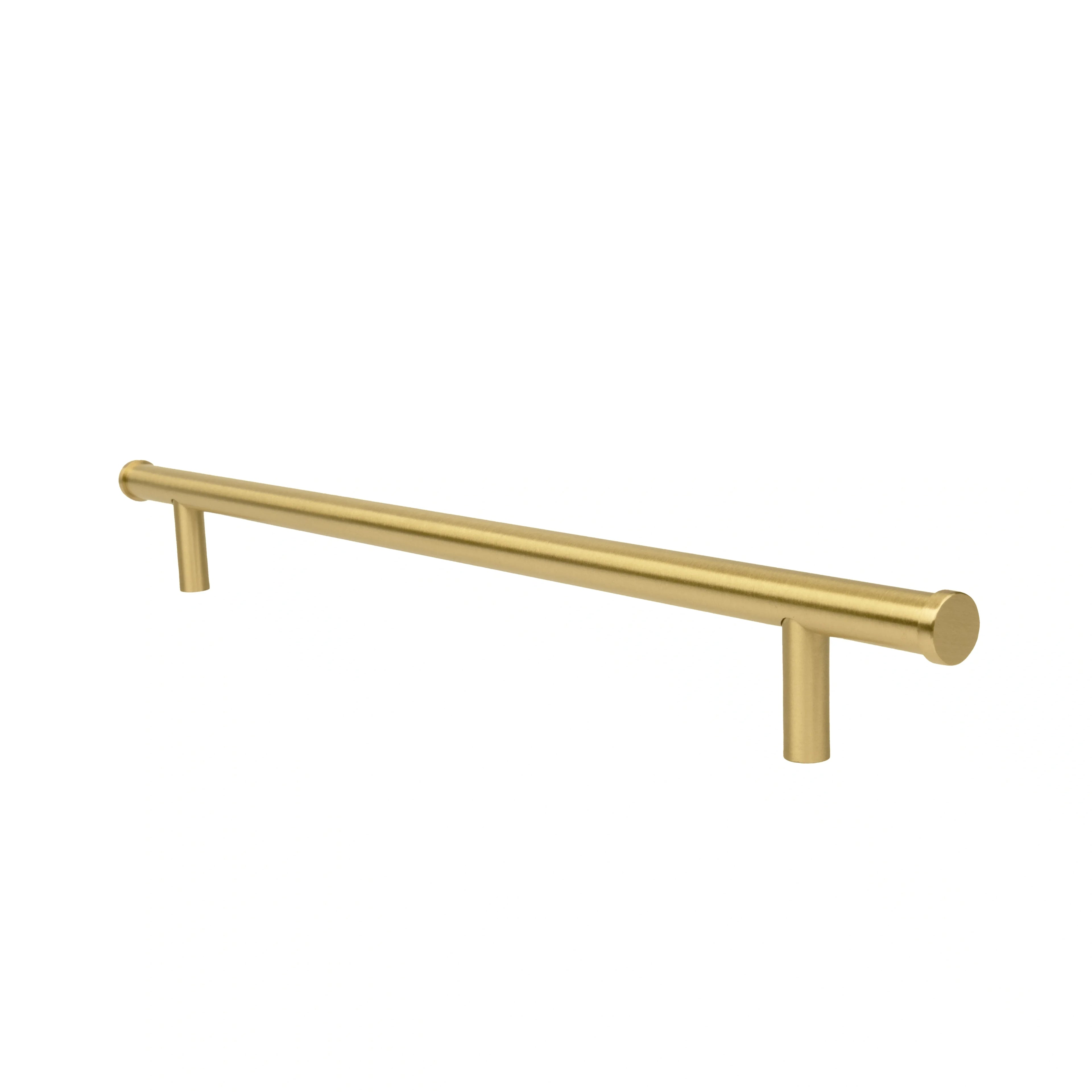 Mantara Eleanora Handle B-0058 is a modern solid brass handle in brushed gold, ideal for cabinets, doors, and wardrobes.