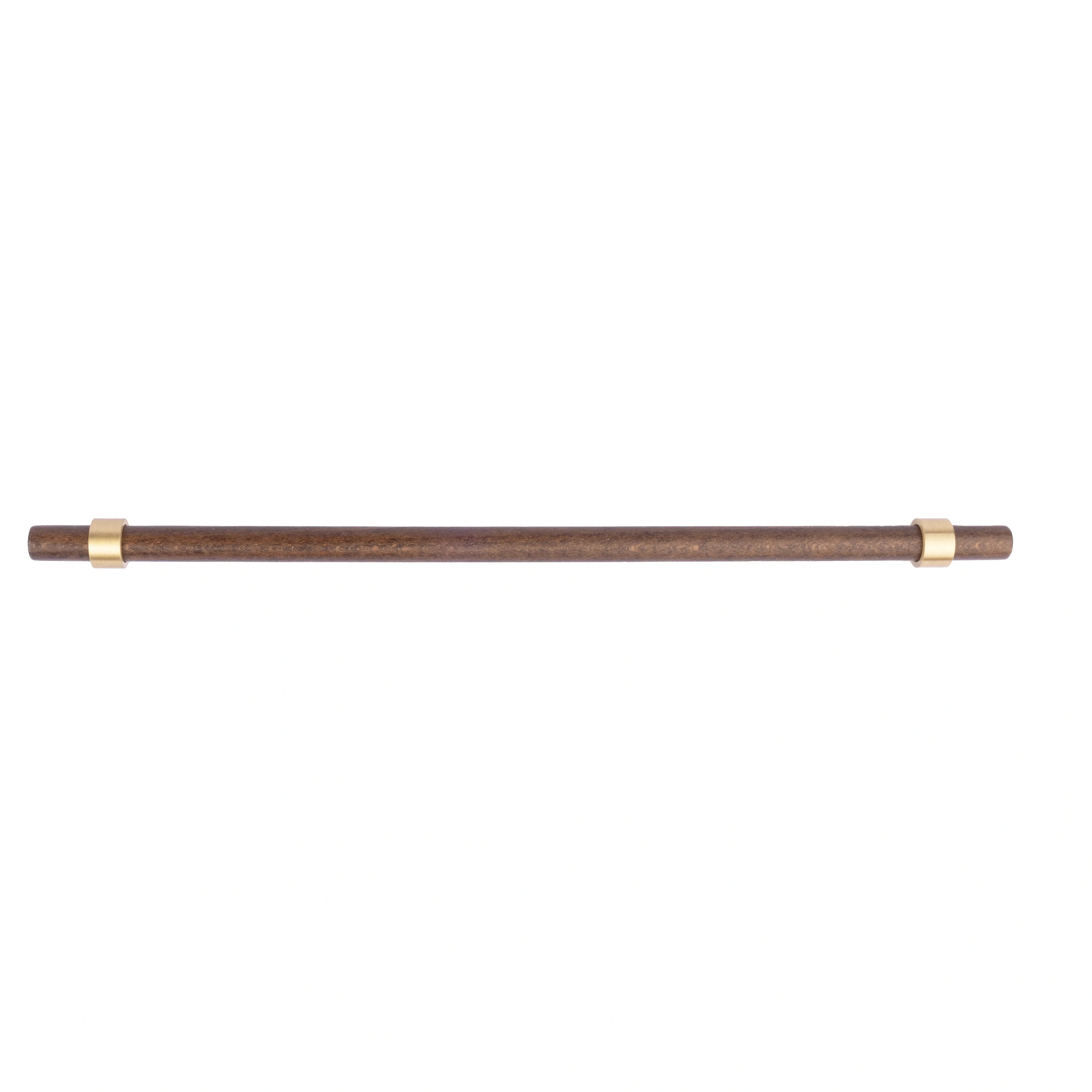 Mantara Holt Handle W-0010 is a modern walnut wood & brass handle in dark brown with brushed finish, ideal for wardrobes & drawers.