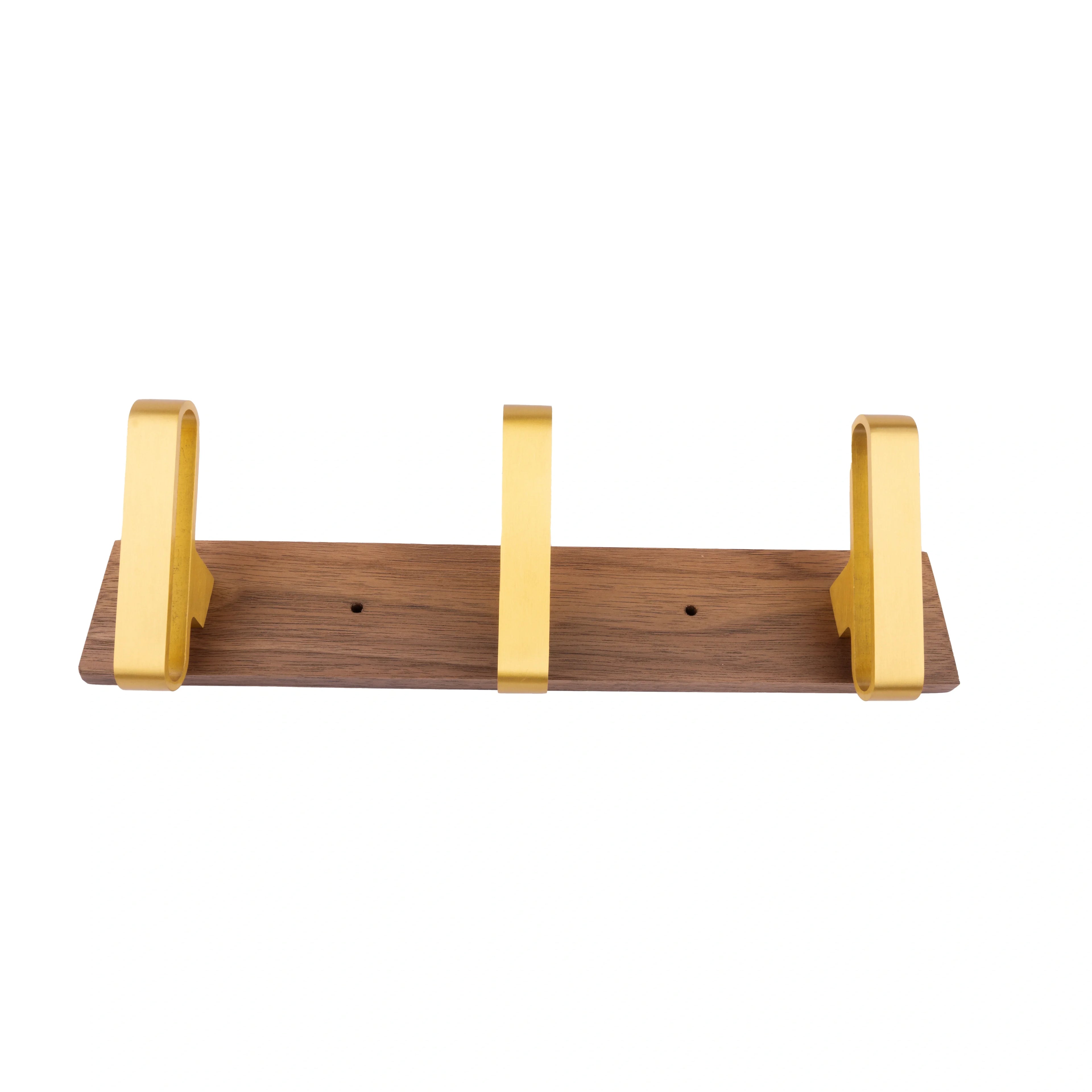 Mantara Plush Hook W-0012 is a modern walnut wood & brass wall hook in gold with brushed finish, ideal for home,Bedrooms & Bathrooms.