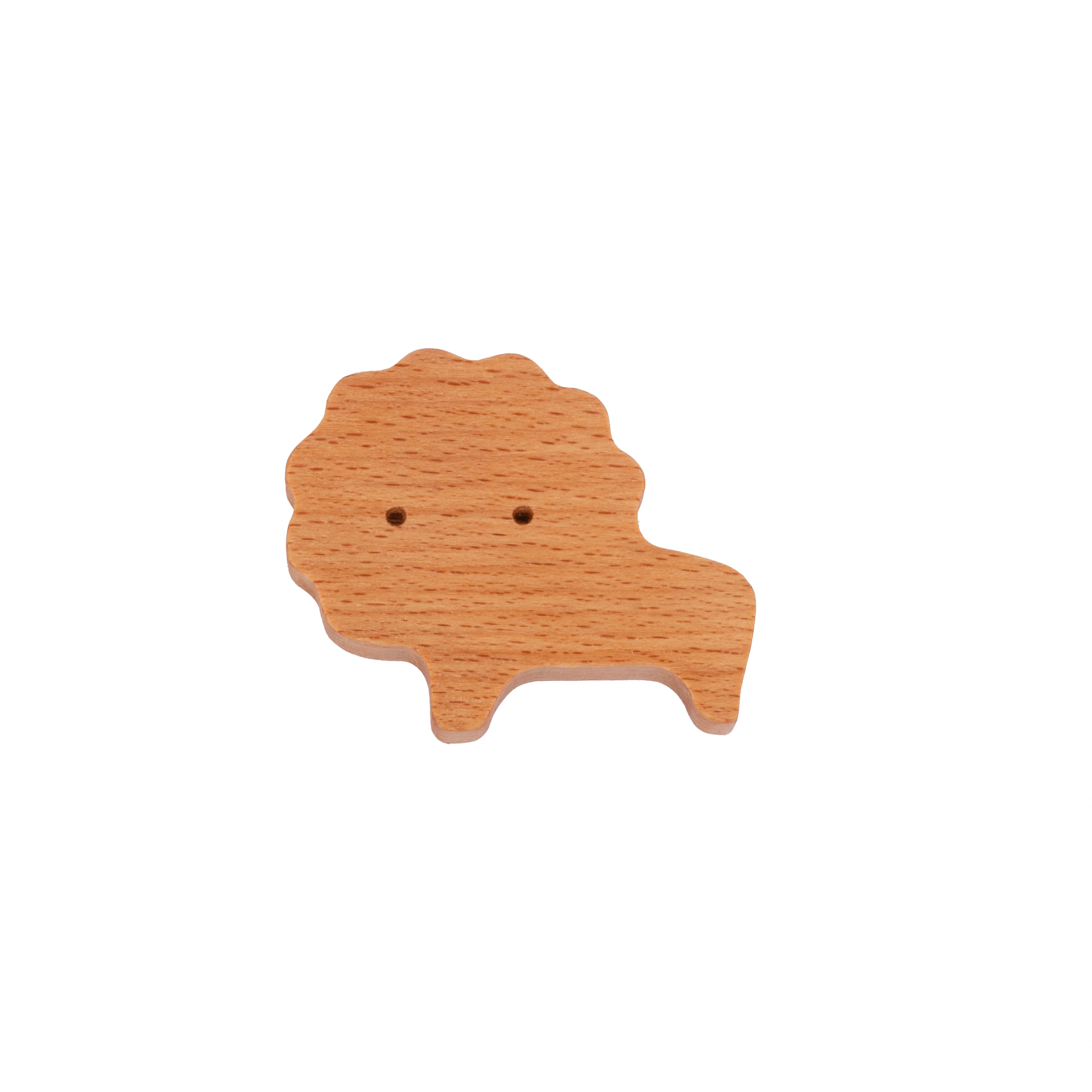 Mantara Lion Wooden Knob/Hook W-0024 Beige Modern Wood Knob for Kids Room, Cabinet & Drawer