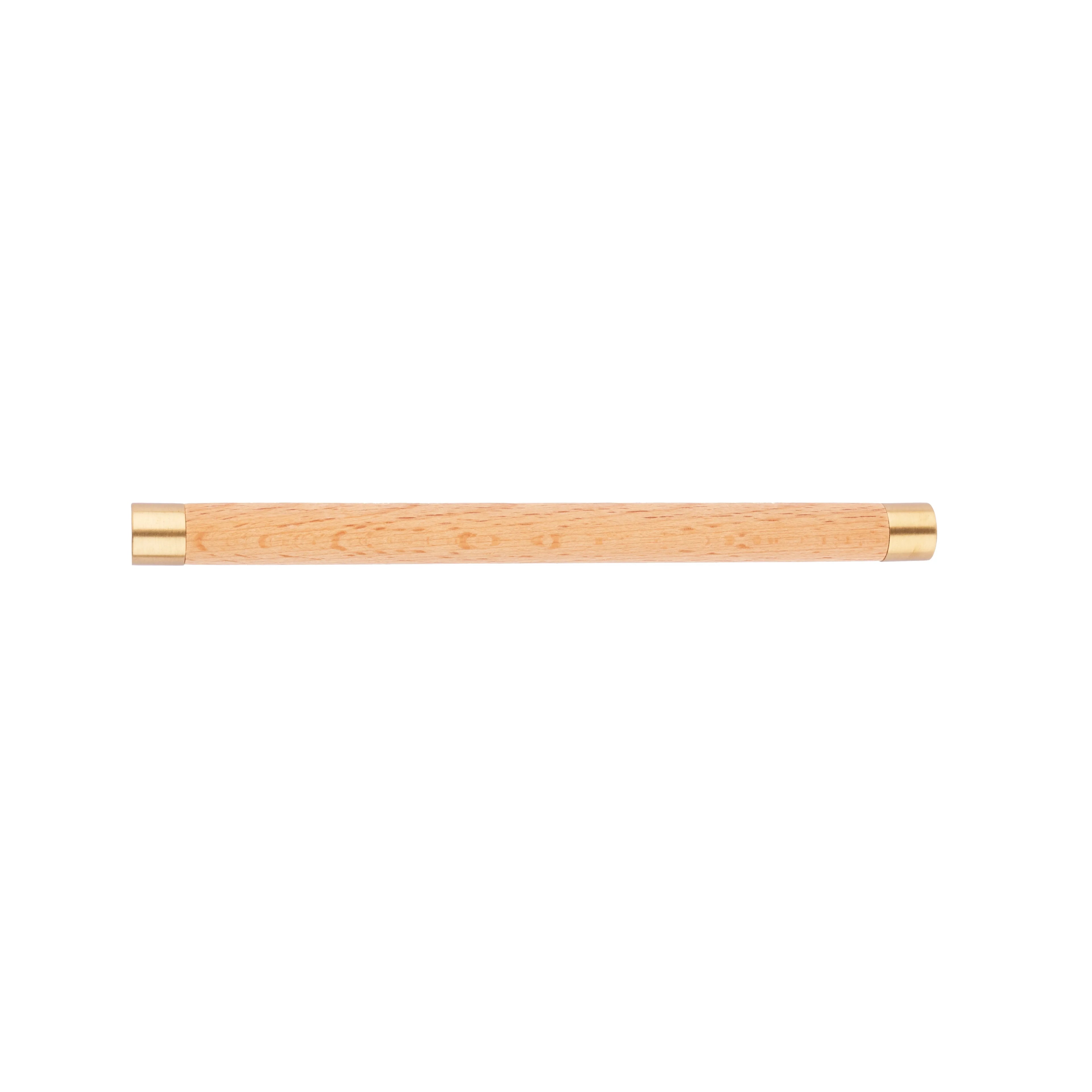 Mantara Cinnamon Handle W-0008 is a modern brass & wood handle in brown with brushed finish, ideal for wardrobes & drawers.
