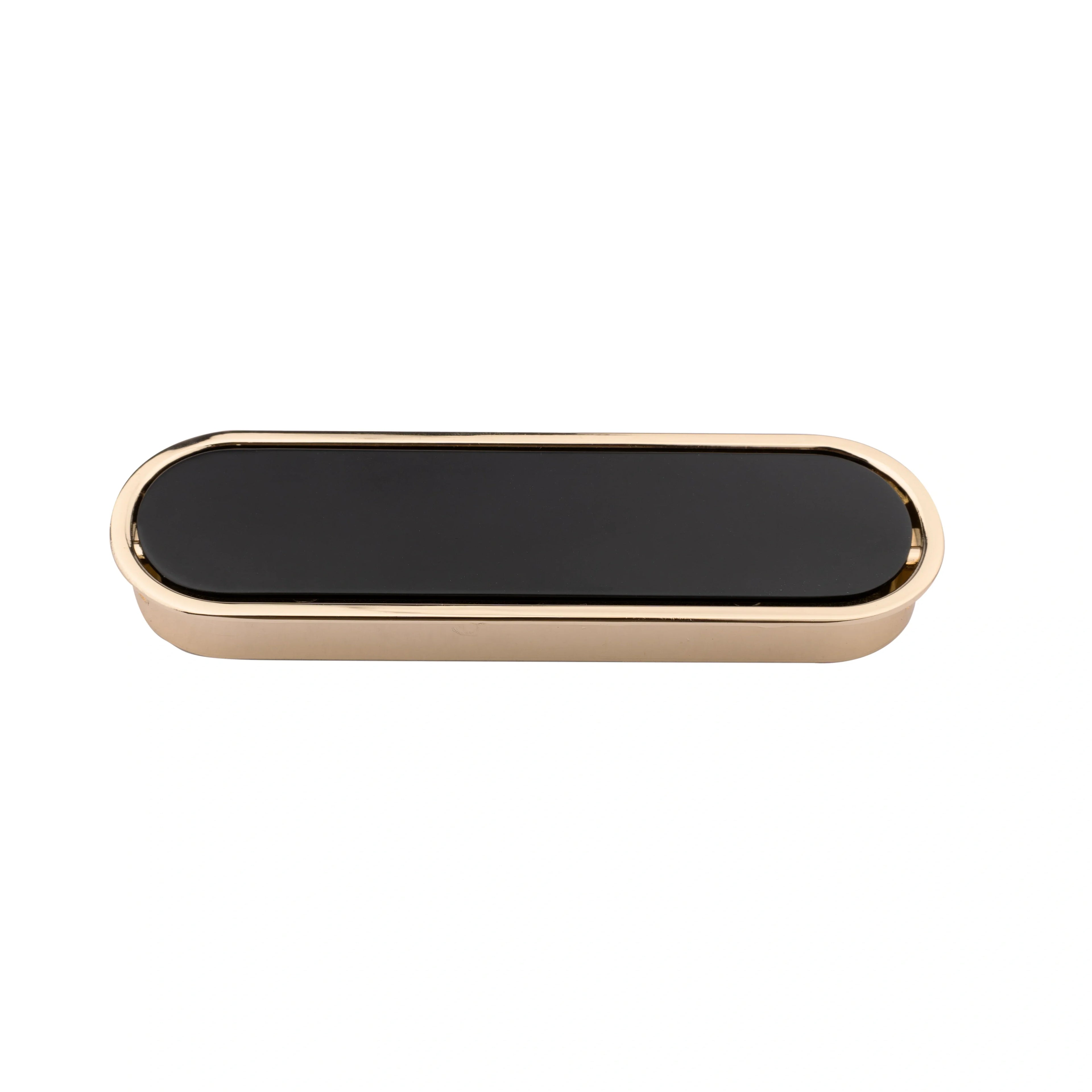 Mantara Concealed Round Handle Z-0010 is a modern zinc handle in matte black+gold, ideal for wardrobes and doors.