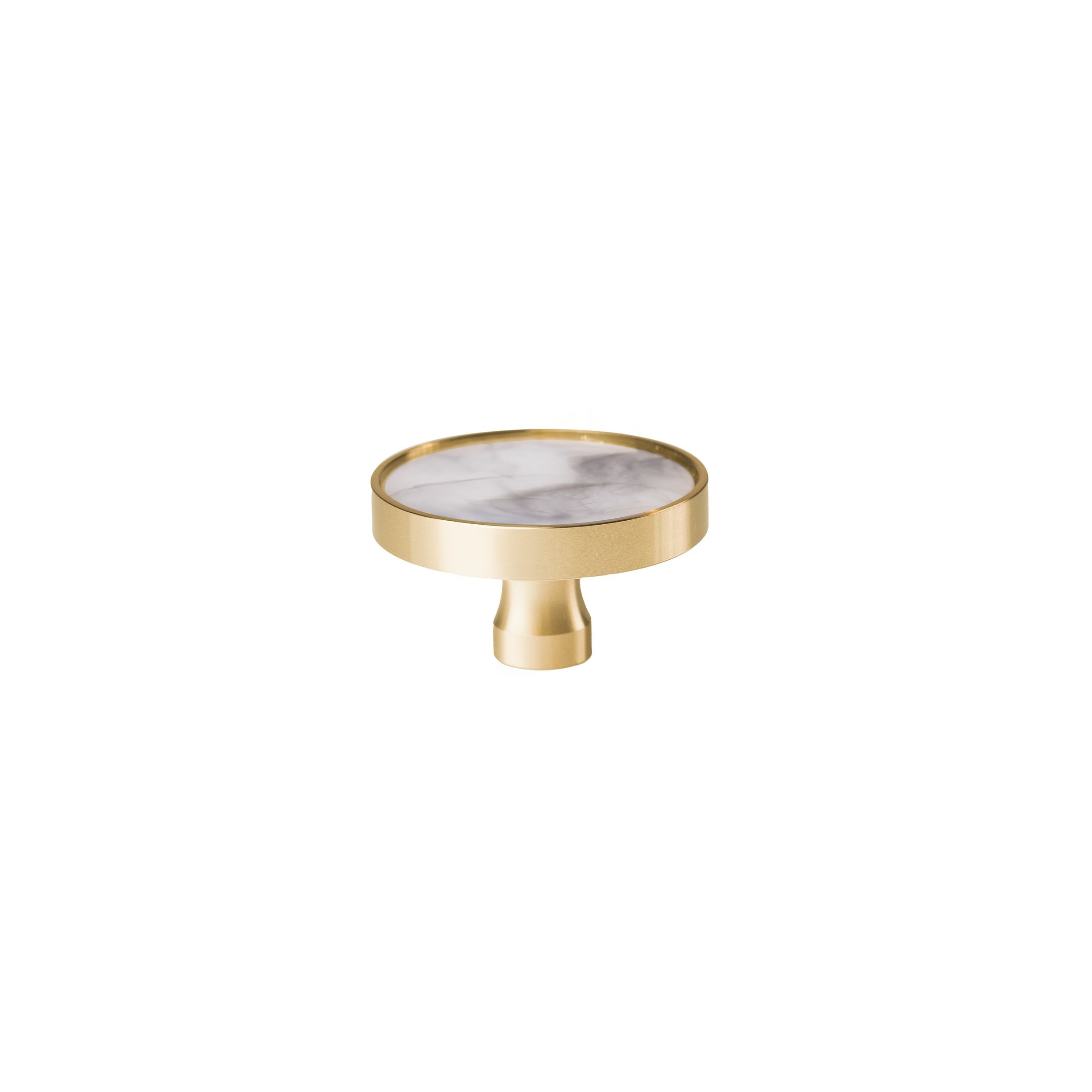 Galaxy round cabinet knob A-0005, water mist acrylic & brushed brass, dia40mm, for drawers & wardrobes by Mantara