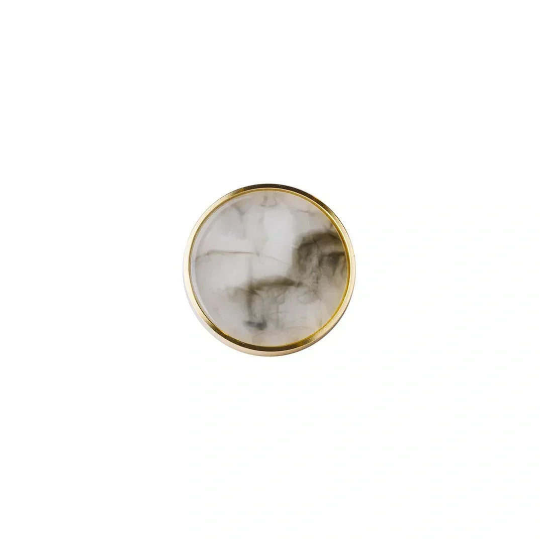 Galaxy round cabinet knob A-0005, water mist acrylic & brushed brass, dia30mm, for drawers & wardrobes by Mantara
