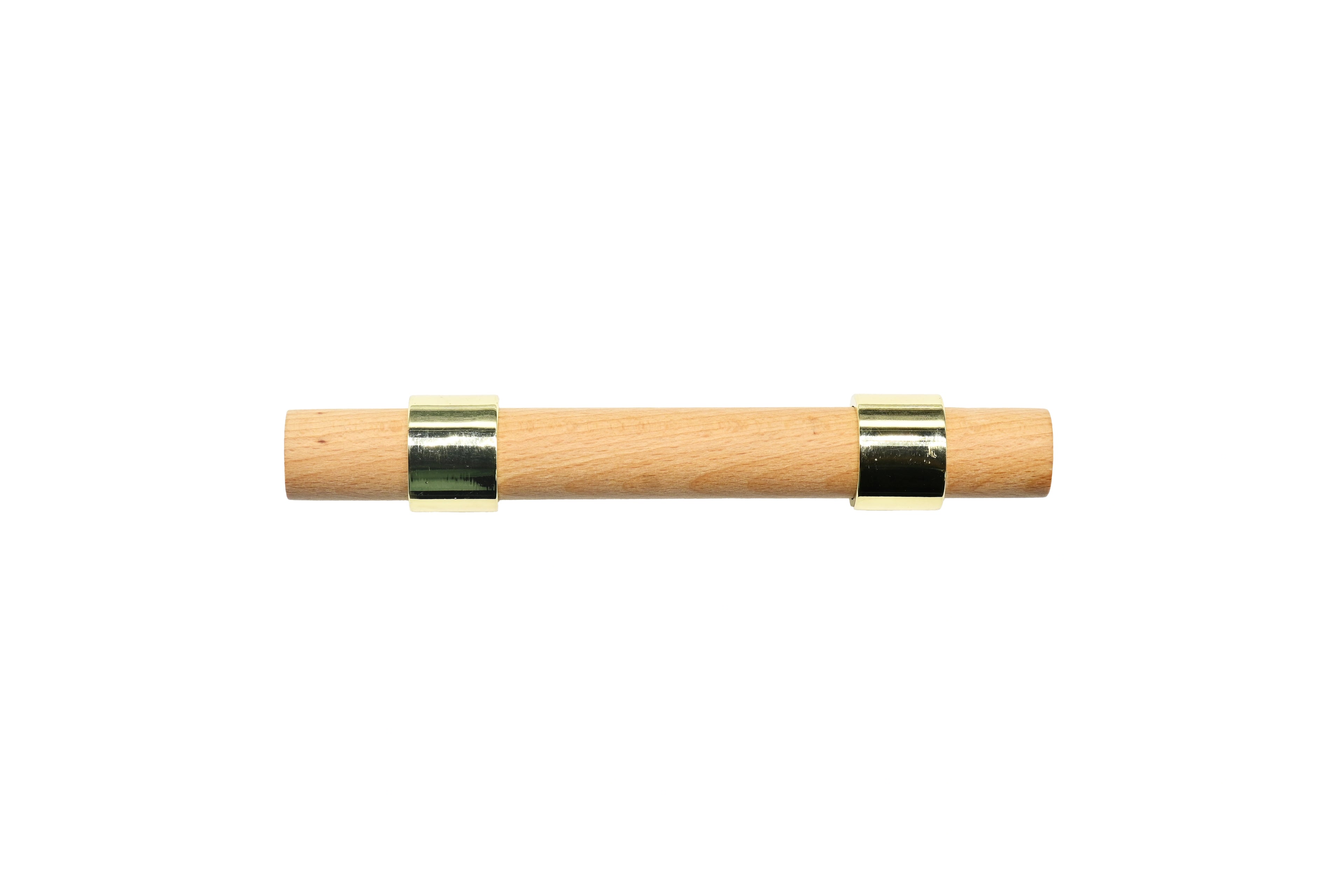 Mantara Walden Handle W-0035 is a modern zinc alloy and beech wood handle in gold, ideal for kitchen and dresser drawers.