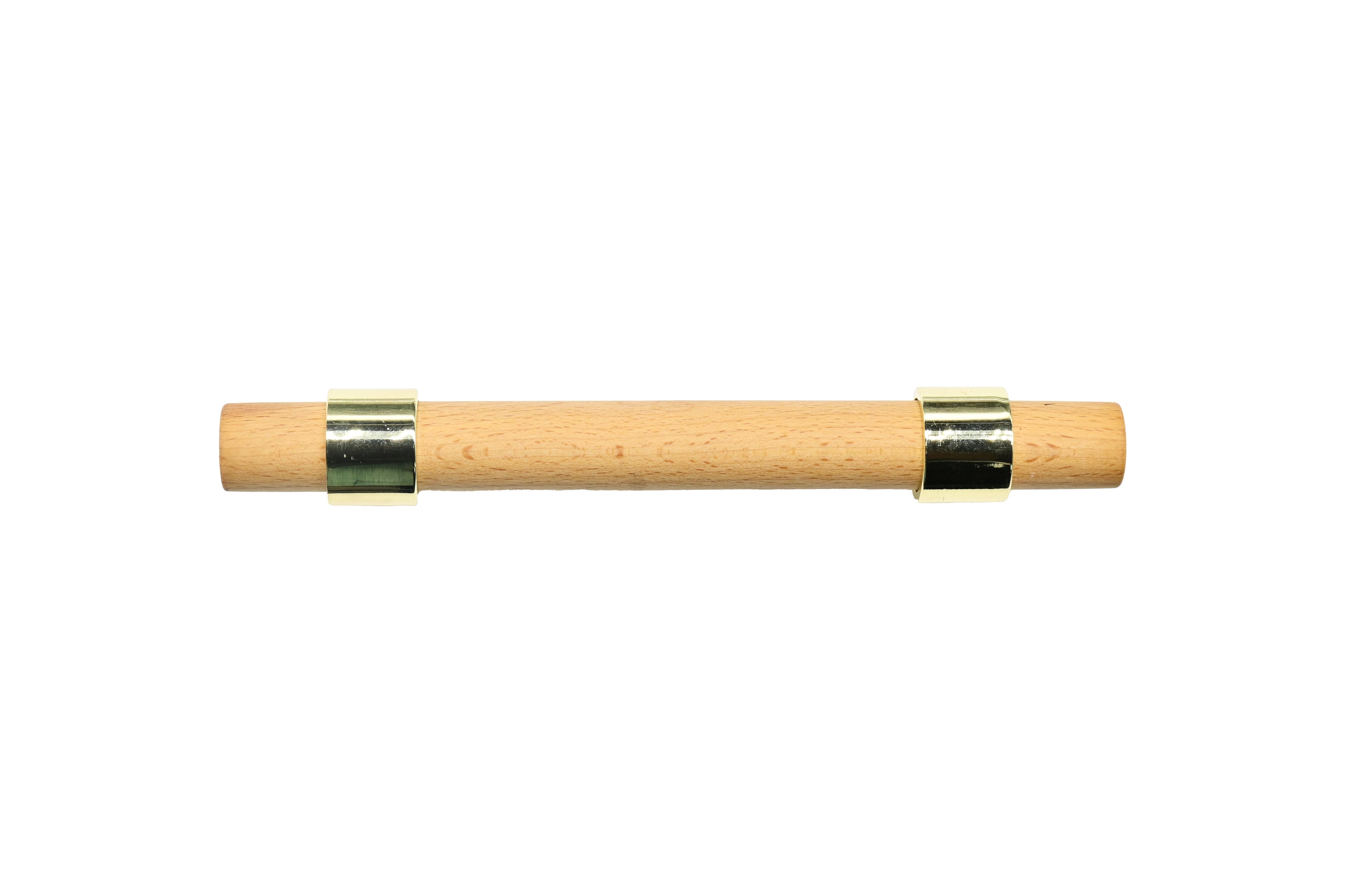 Mantara Walden Handle W-0035 is a modern zinc alloy and beech wood handle in gold, ideal for kitchen and dresser drawers.