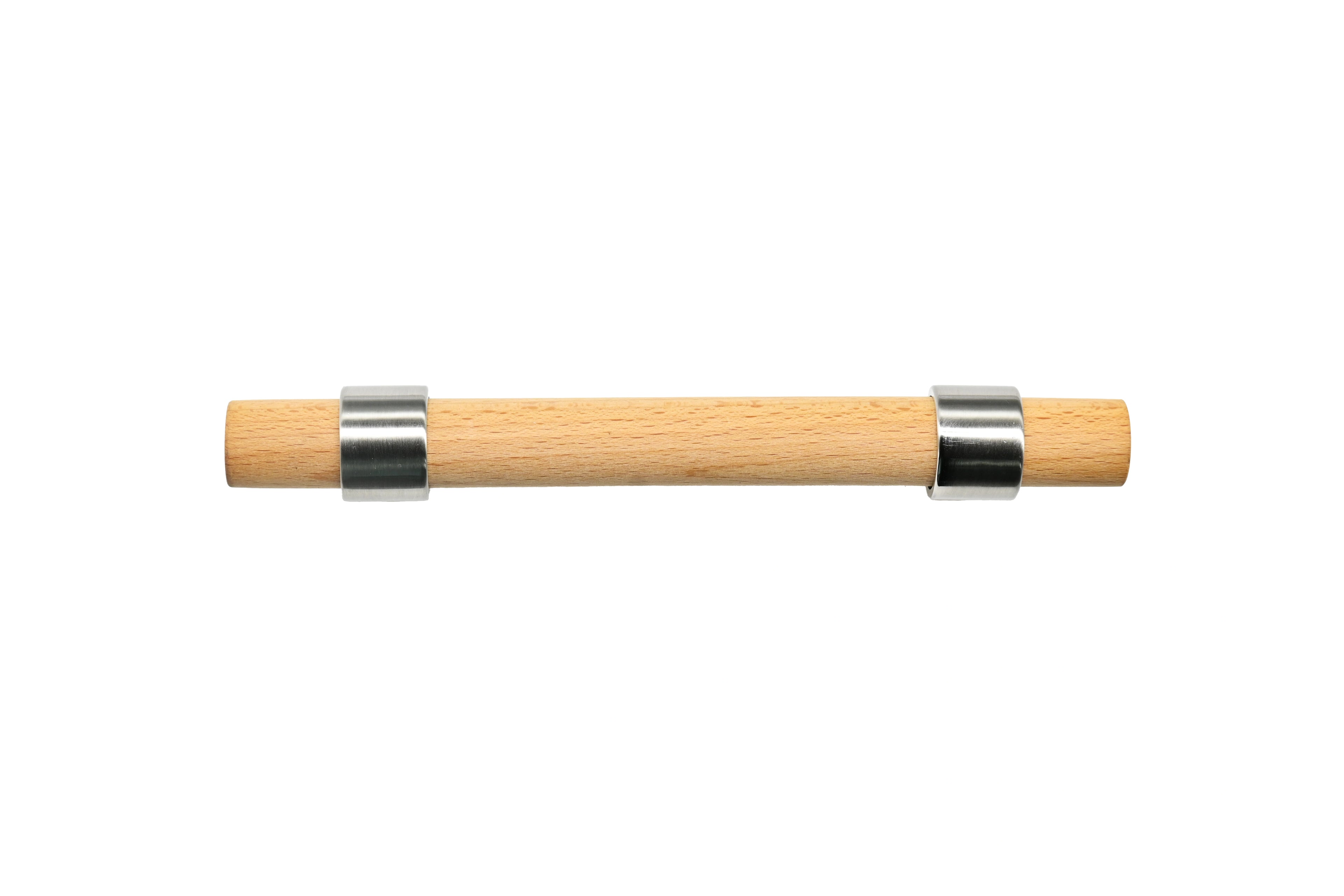Mantara Walden Handle W-0035 is a modern zinc alloy and beech wood handle in silver ideal for kitchen and dresser drawers.