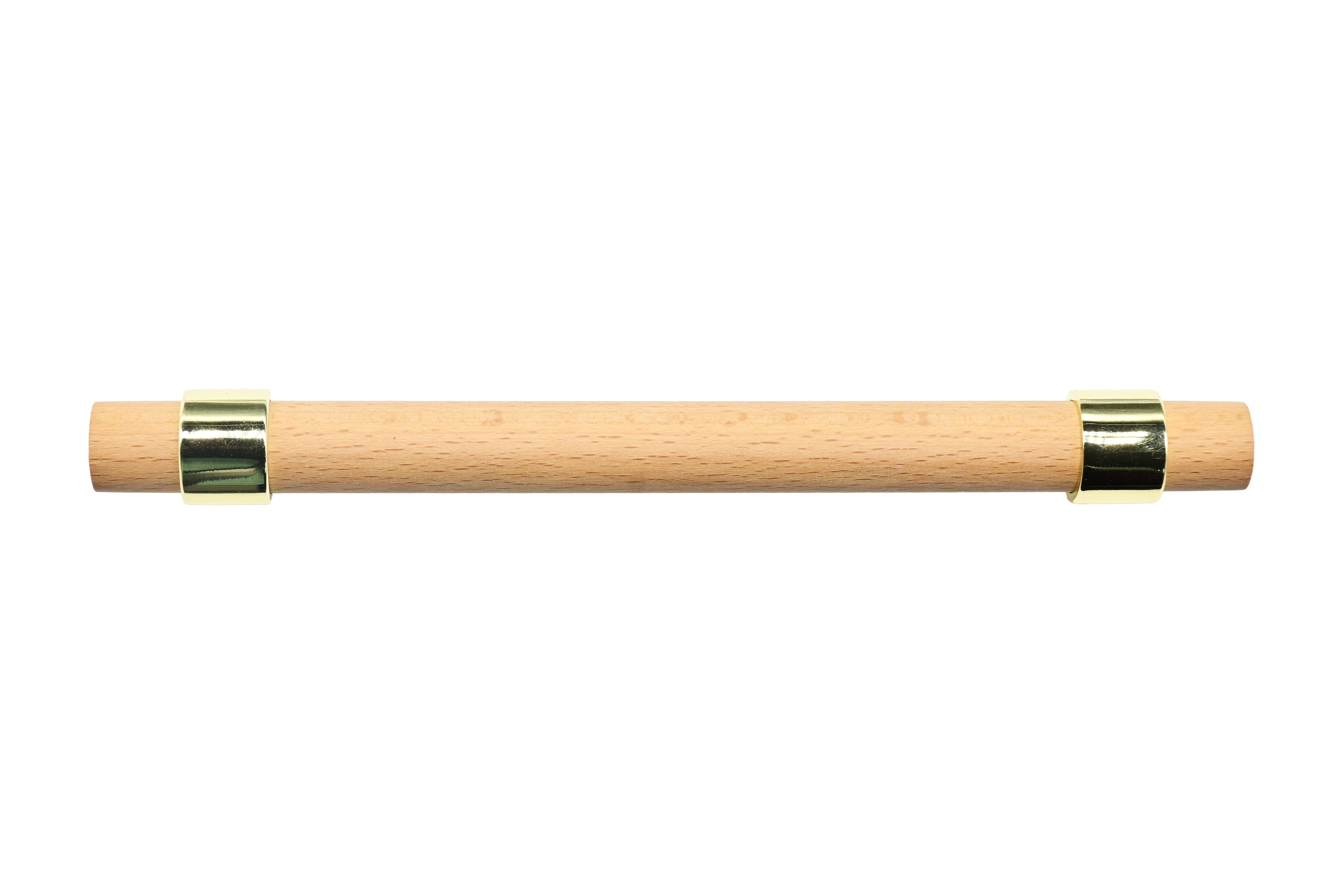 Mantara Walden Handle W-0035 is a modern zinc alloy and beech wood handle in gold, ideal for kitchen and dresser drawers.