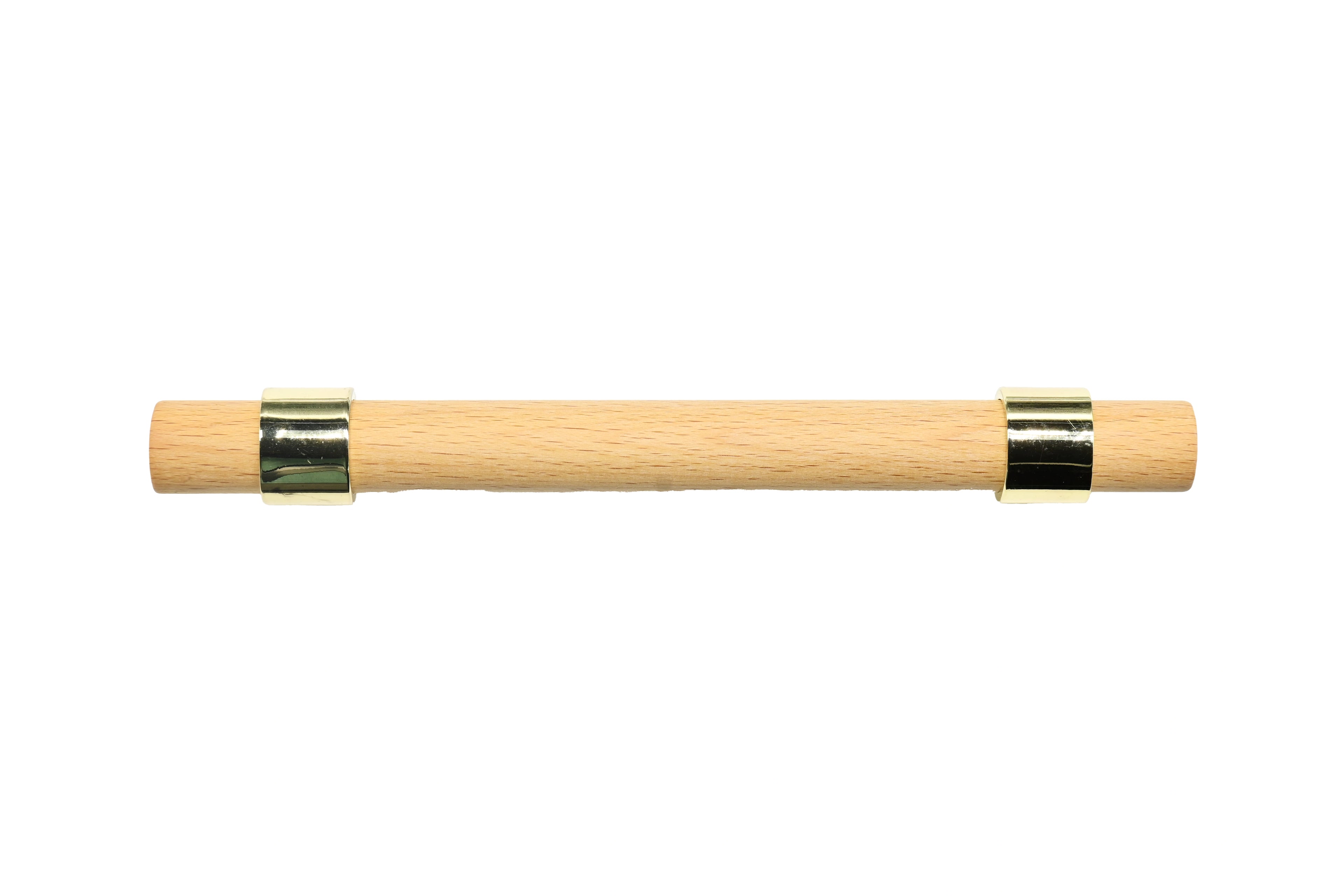 Mantara Walden Handle W-0035 is a modern zinc alloy and beech wood handle in gold, ideal for kitchen and dresser drawers.