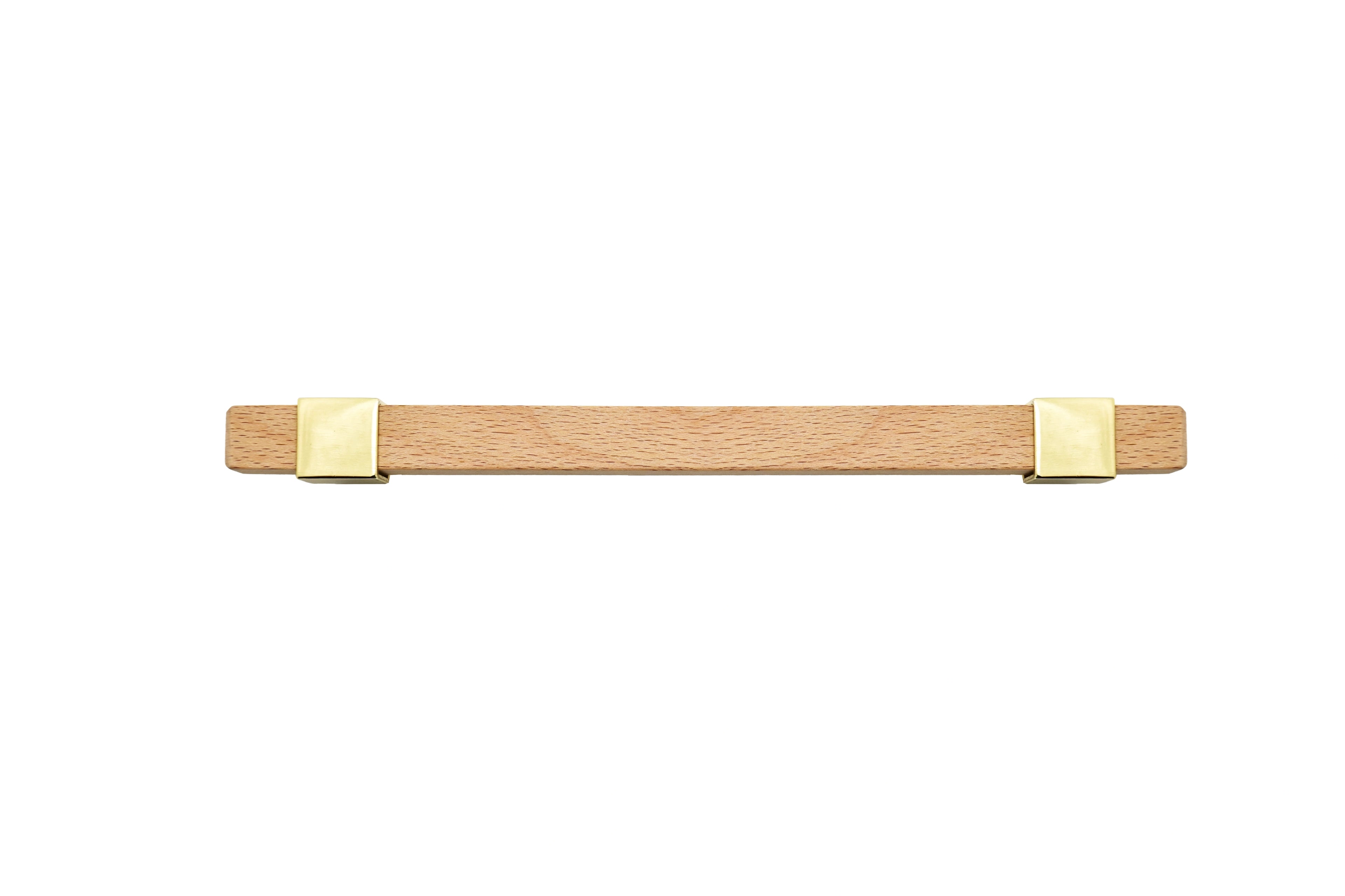 Mantara Lorien Handle W-0028 is a modern zinc and beech wood handle in Gold ideal for kitchen and dresser drawers.