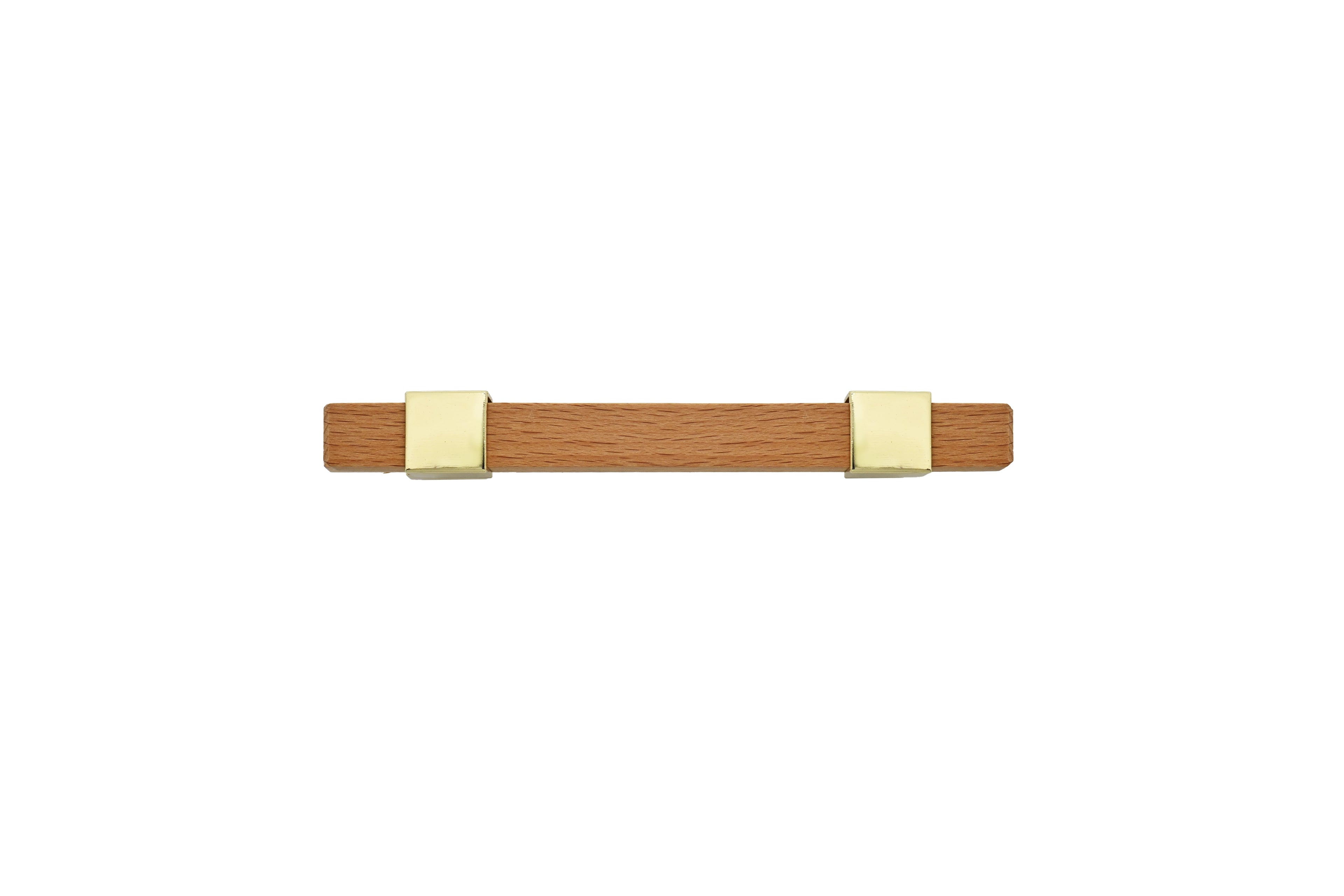 Mantara Lorien Handle W-0028 is a modern zinc and beech wood handle in Gold ideal for kitchen and dresser drawers.