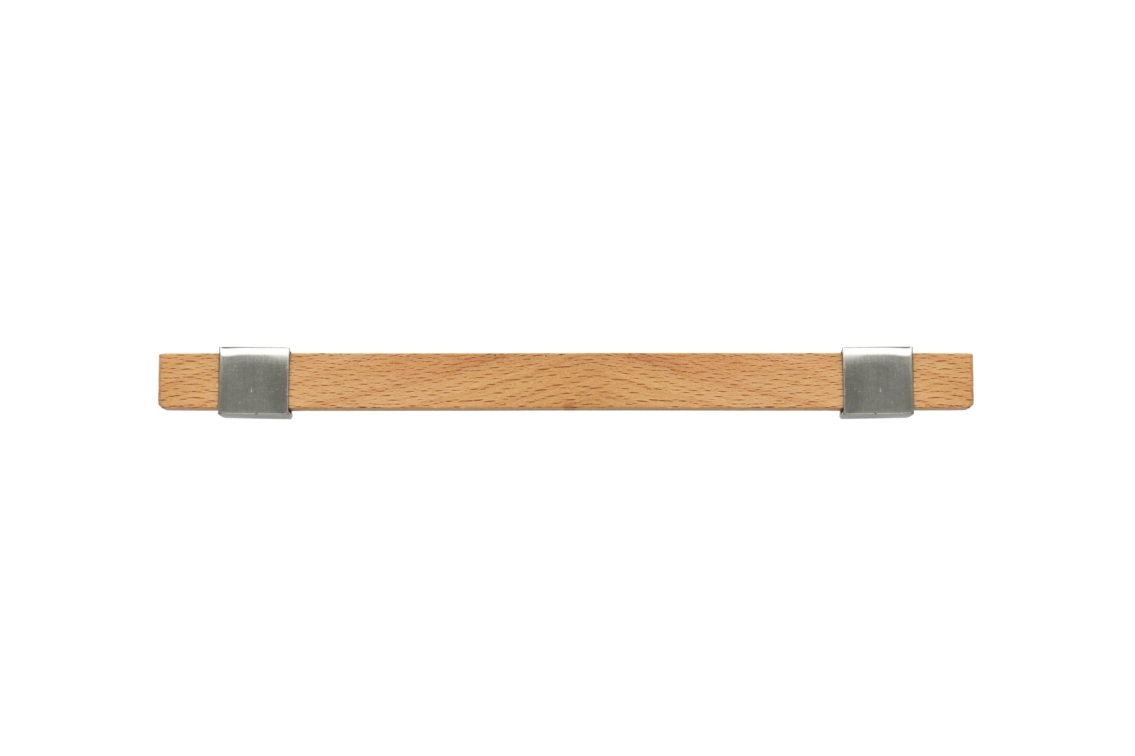 Mantara Lorien Handle W-0028 is a modern zinc and beech wood handle in silver ideal for kitchen and dresser drawers.