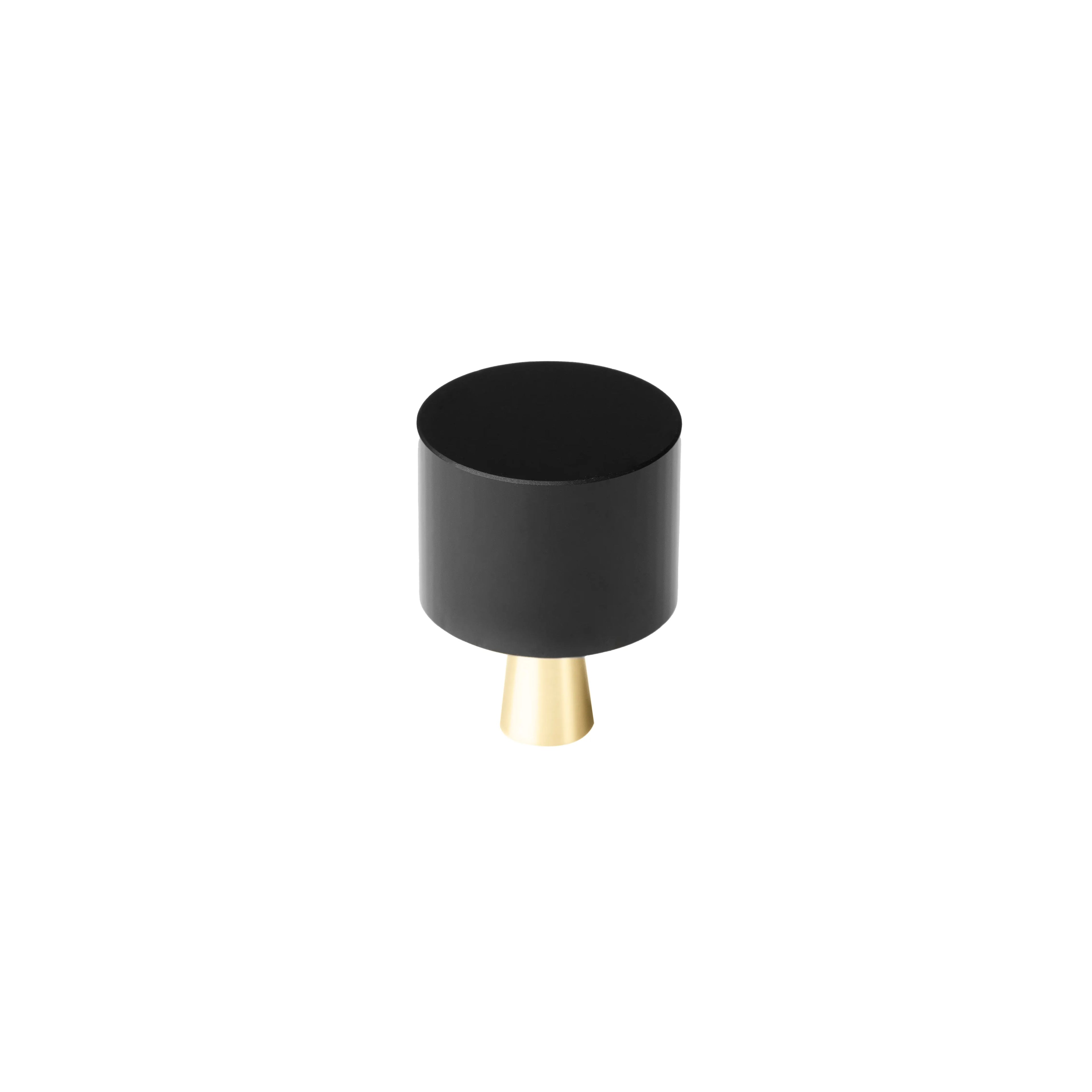 Cabinet knob, crystal and brass, black & polished finish, Mantara Abyss A-0003.