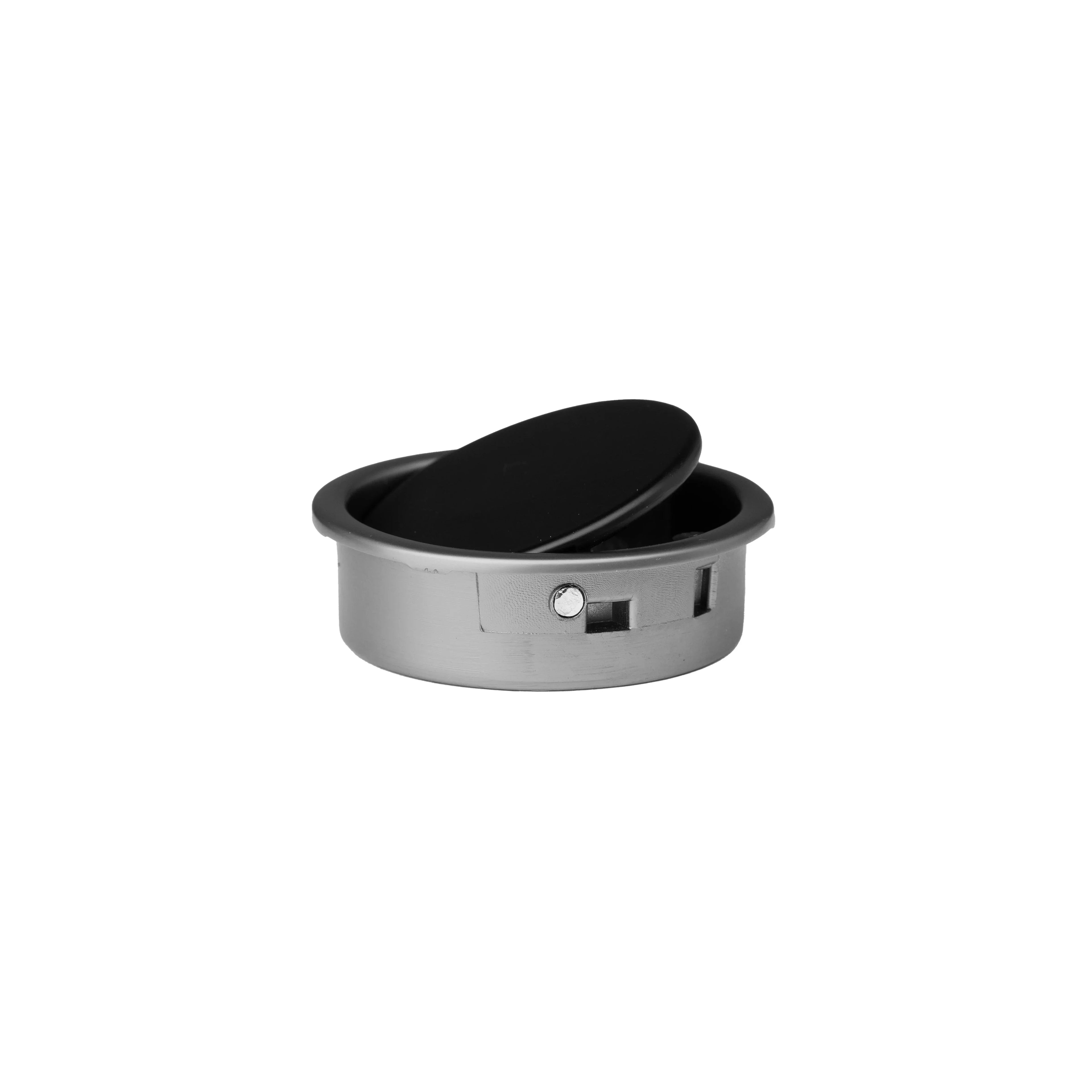 Mantara Concealed Round Handle Z-0010 is a modern zinc handle in matte black+grey, ideal for wardrobes and doors.