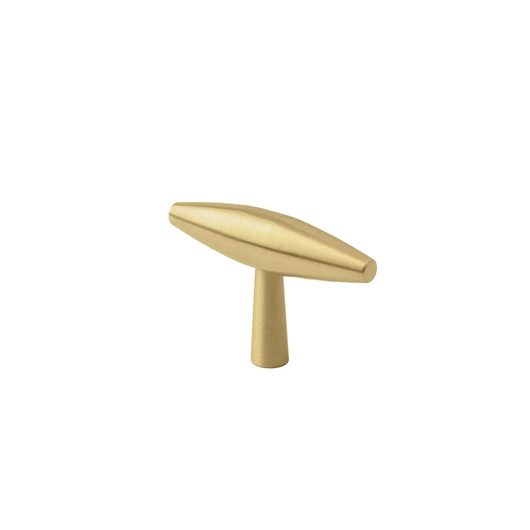 Mantara Gilded T Bar Handle B-0072 is a modern brass handle in brushed gold, ideal for wardrobes, doors, and kitchens.