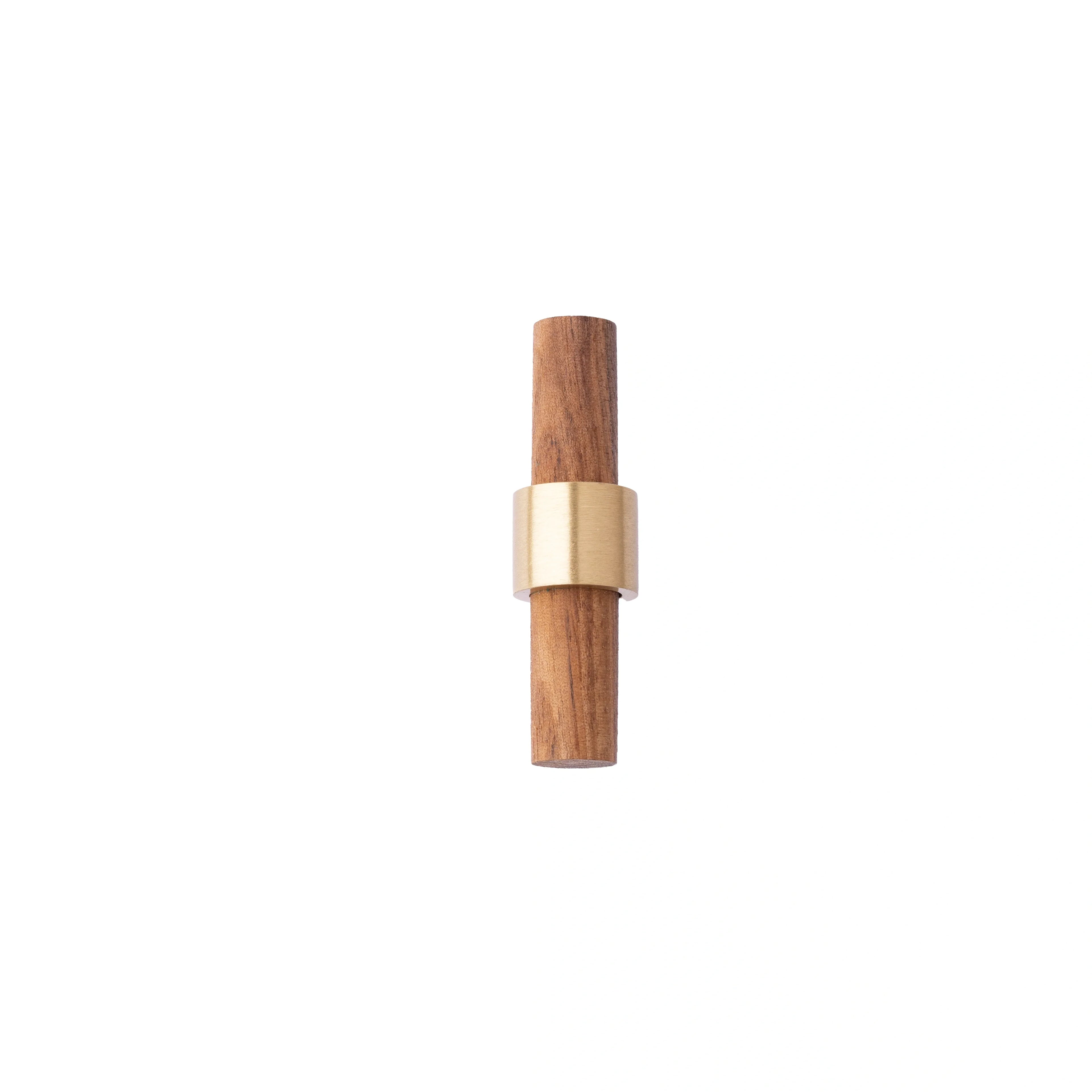 Mantara Holt Handle W-0010 is a modern walnut wood & brass handle in dark brown with brushed finish, ideal for wardrobes & drawers.