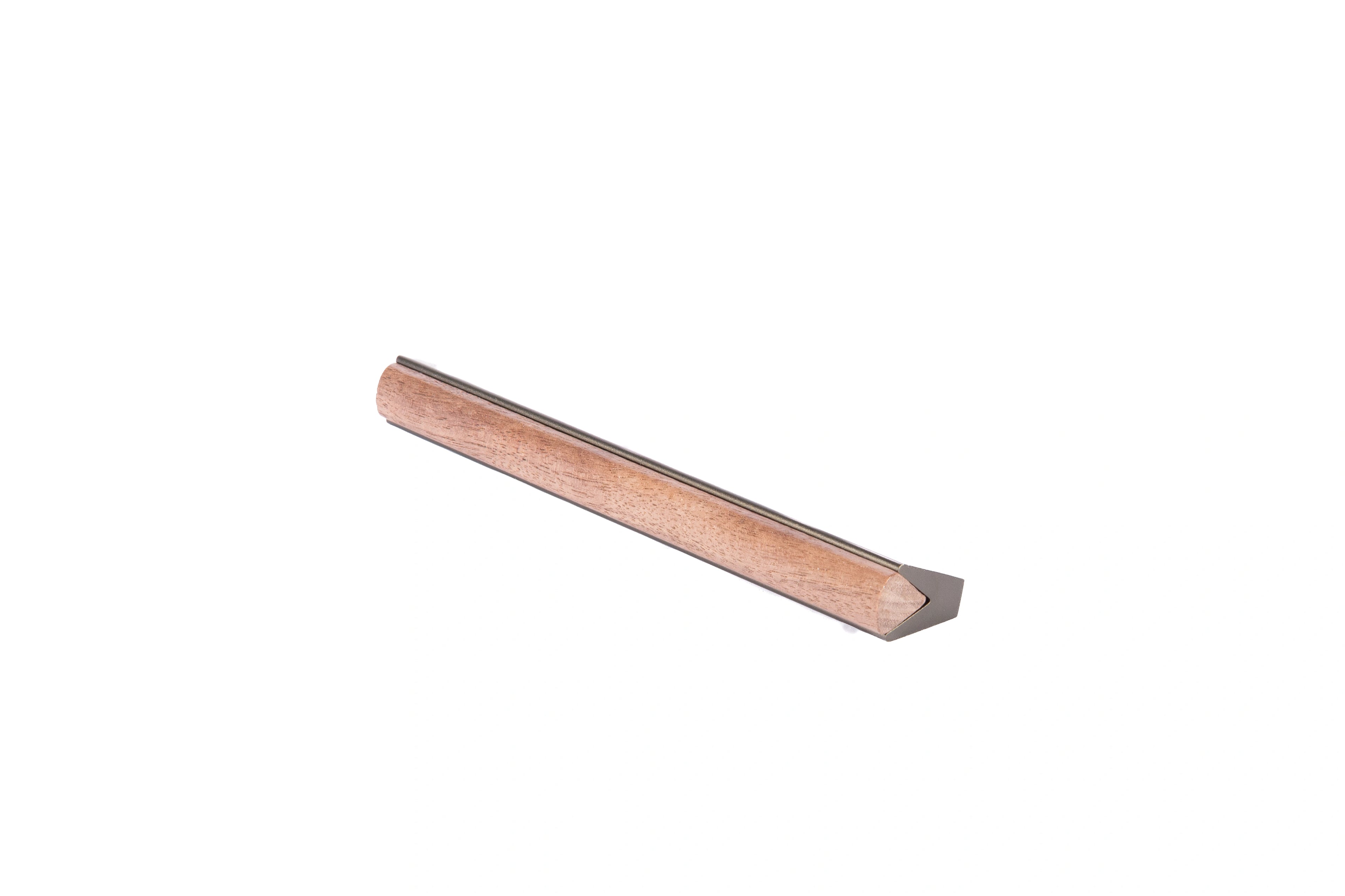 Drawer pull handle, Wood+aluminium, brown brushed finish, Mantara, Esha Handle W-0016, perfect for kitchen drawers and dressers