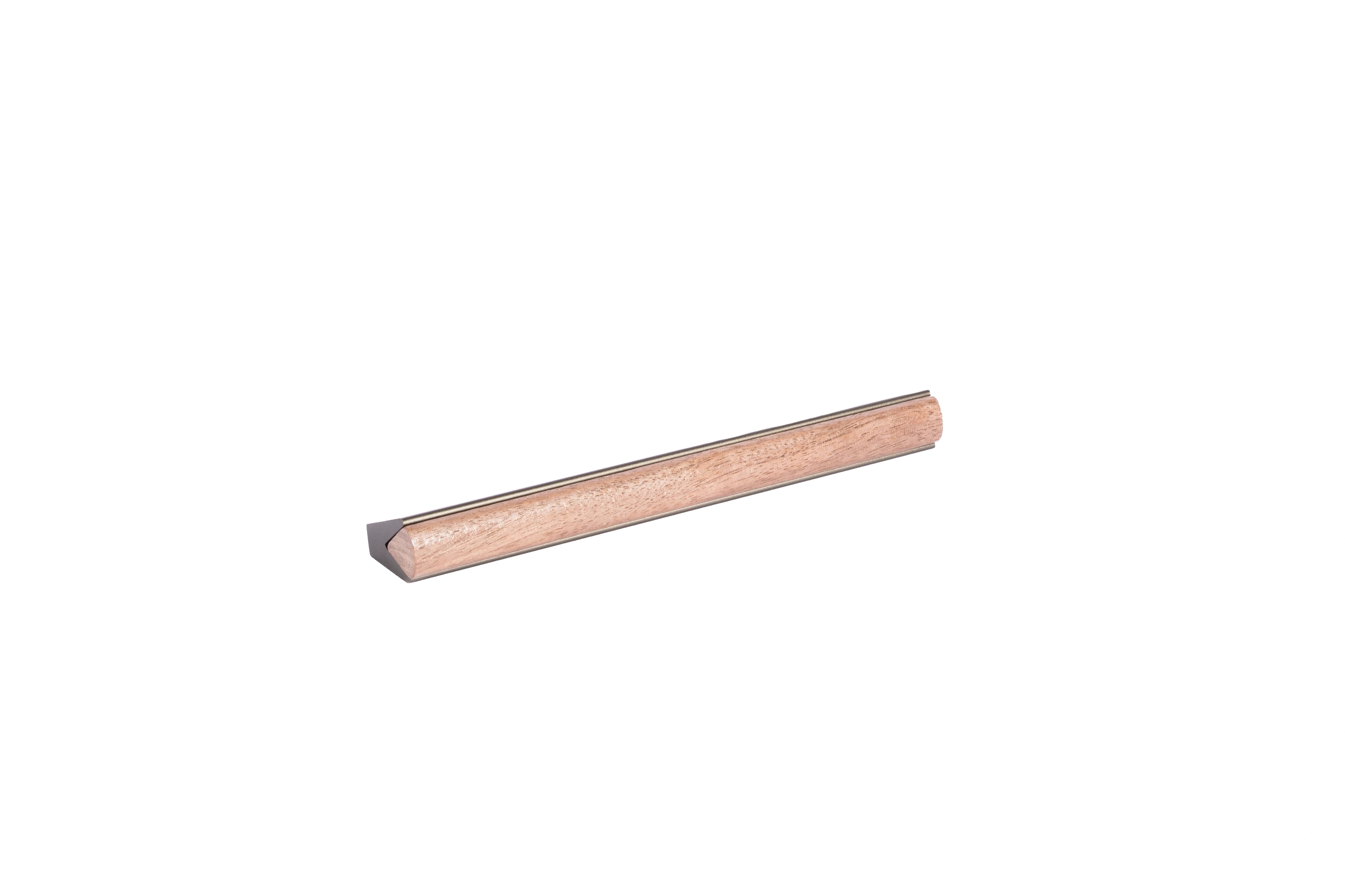 Drawer pull handle, Wood+aluminium, brown brushed finish, Mantara, Esha Handle W-0016, perfect for kitchen drawers and dressers