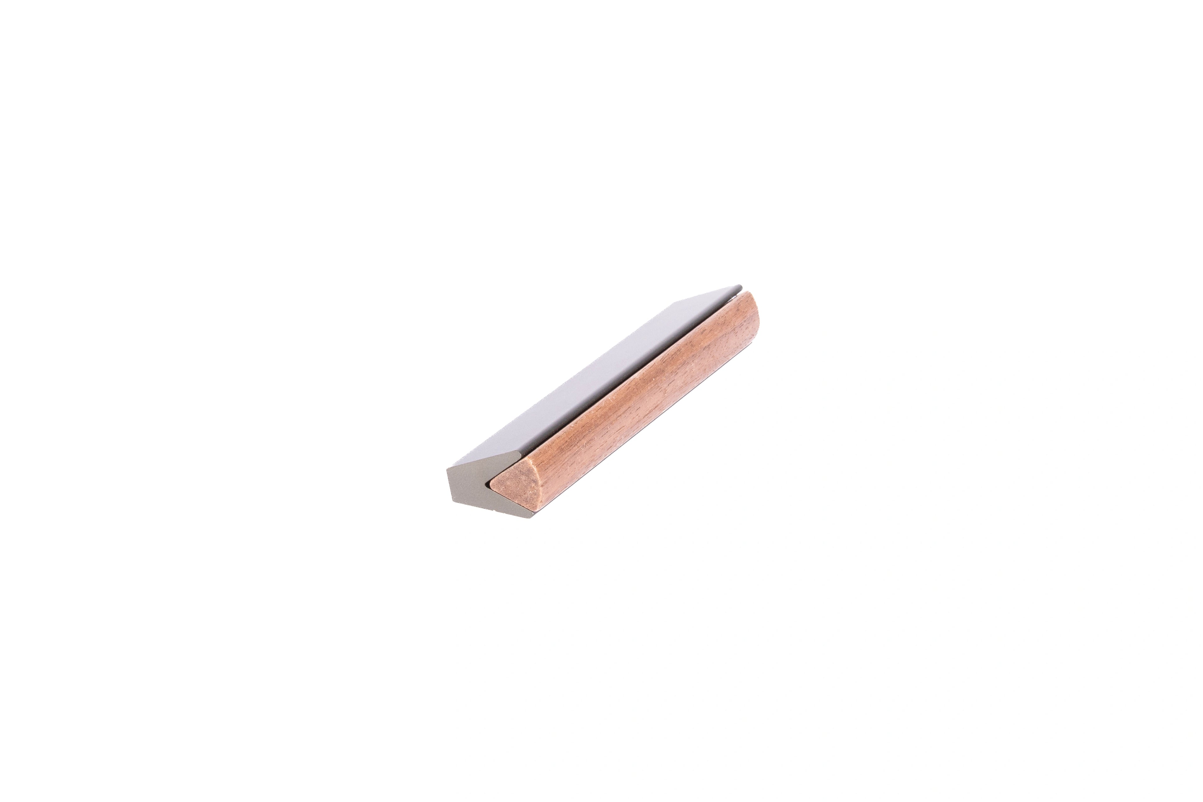 Drawer pull handle, Wood+aluminium, brown brushed finish, Mantara, Esha Handle W-0016, perfect for kitchen drawers and dressers
