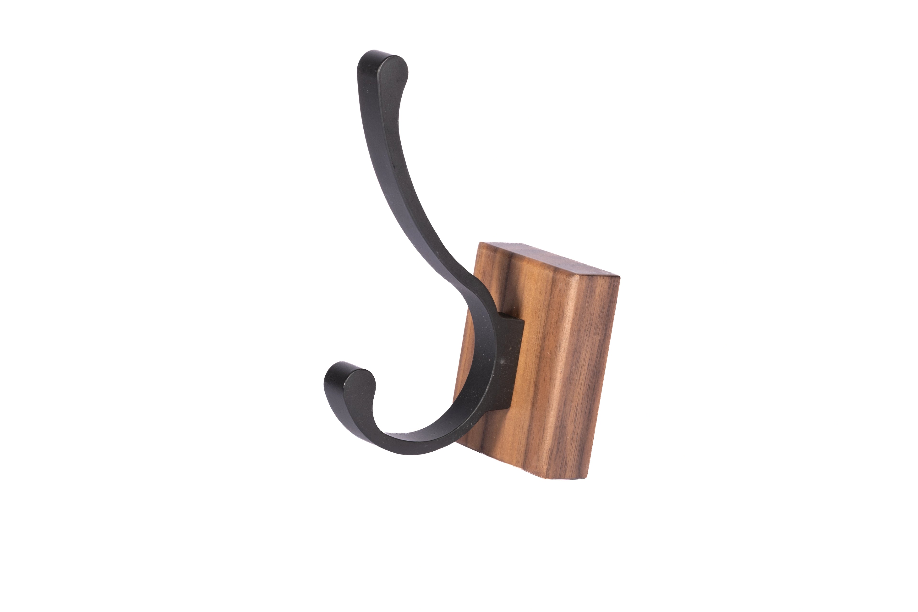 Mantara Thorne Hook W-0032 is a modern space aluminum and walnut hook in black and ideal for kitchen and dresser drawers.