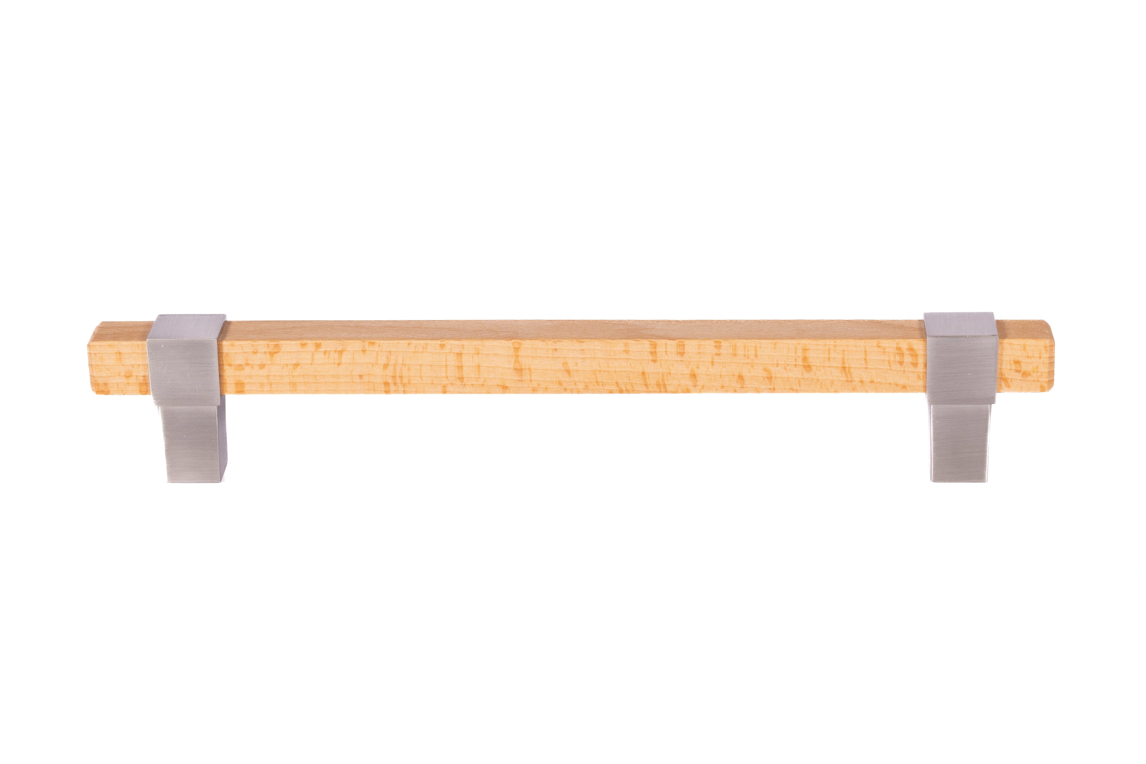 Mantara Lorien Handle W-0028 is a modern zinc and beech wood handle in silver ideal for kitchen and dresser drawers.