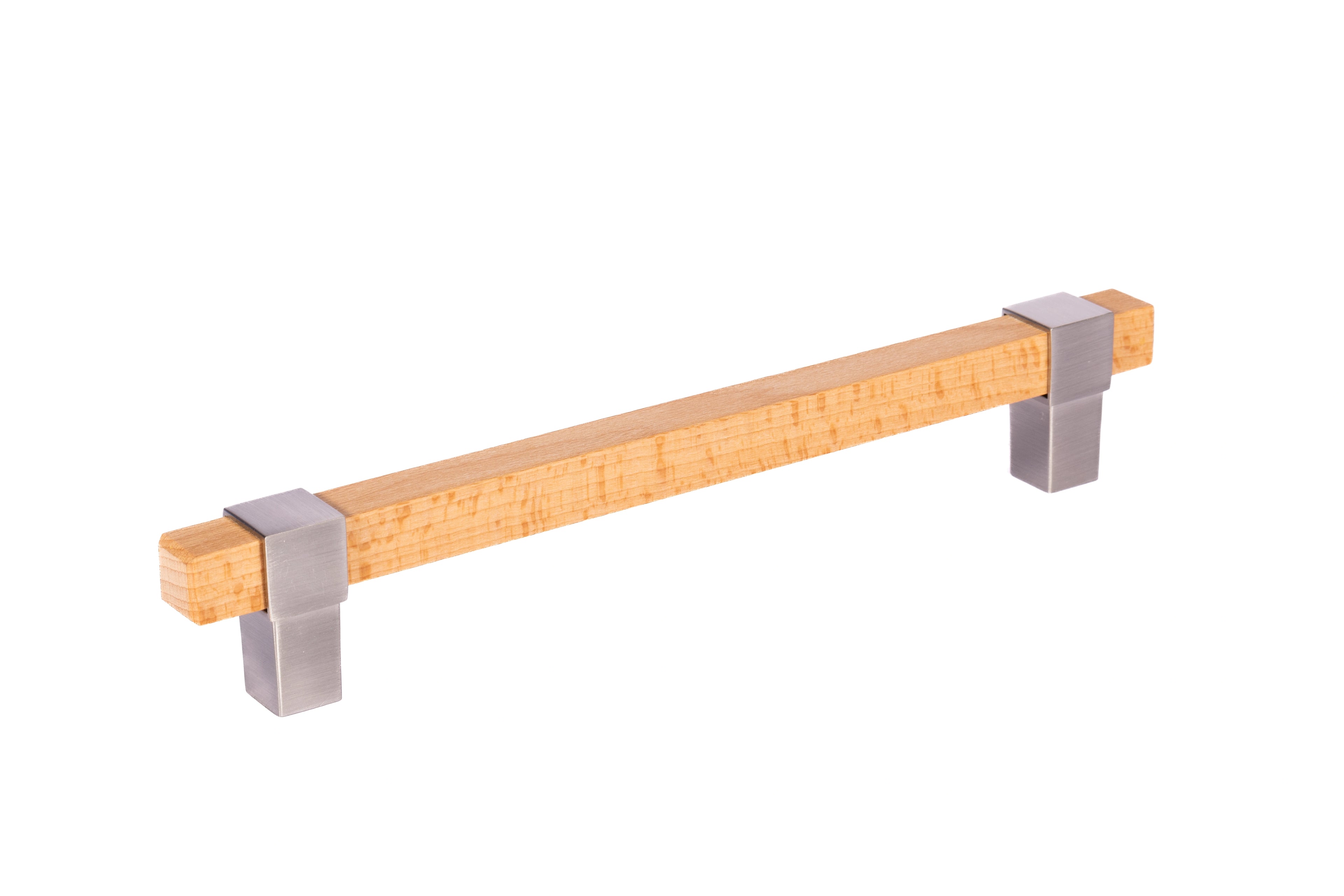 Mantara Lorien Handle W-0028 is a modern zinc and beech wood handle in silver ideal for kitchen and dresser drawers.