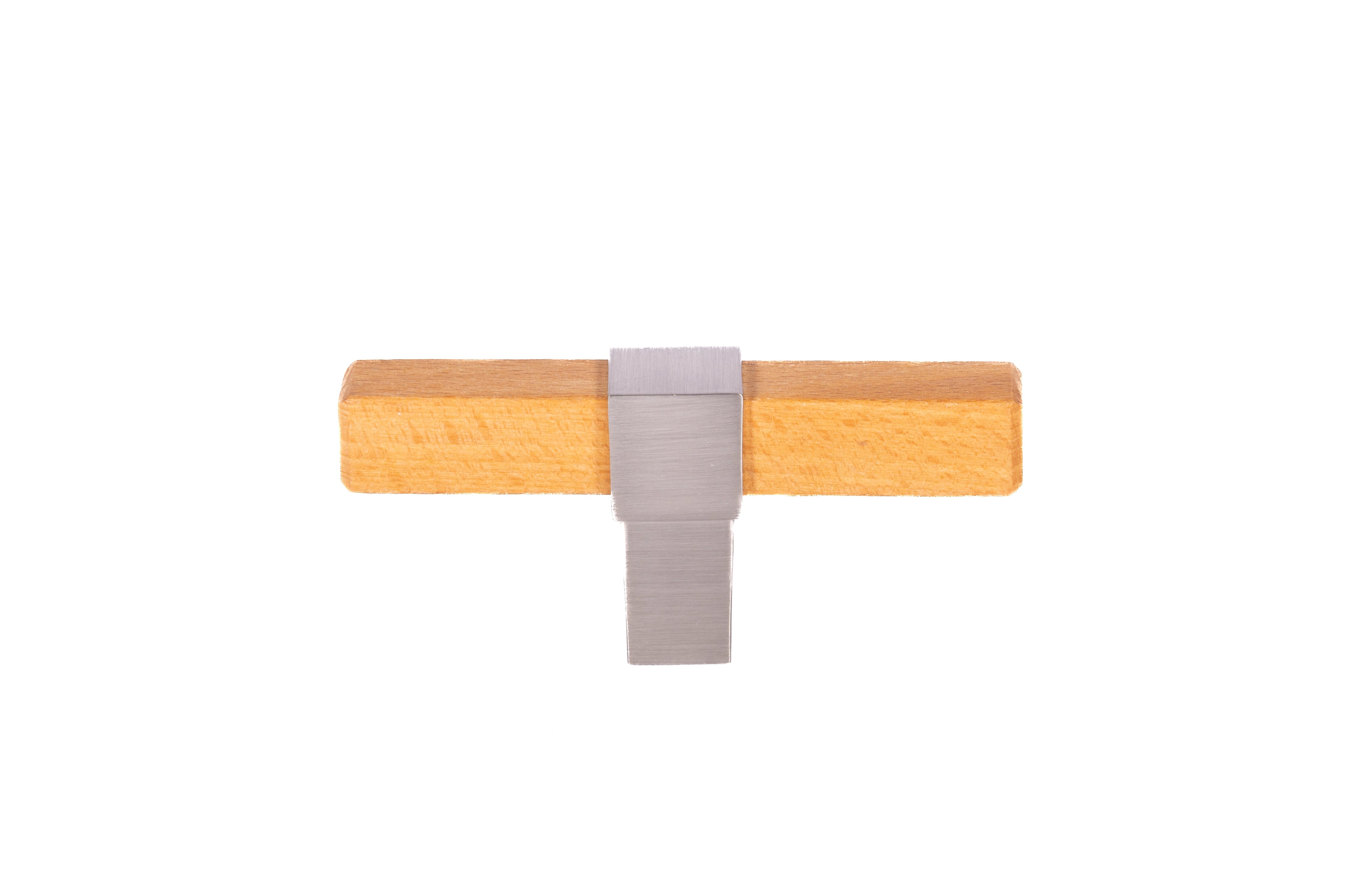 Mantara Lorien Handle W-0028 is a modern zinc and beech wood Tbar in Silver ideal for kitchen and dresser drawers.