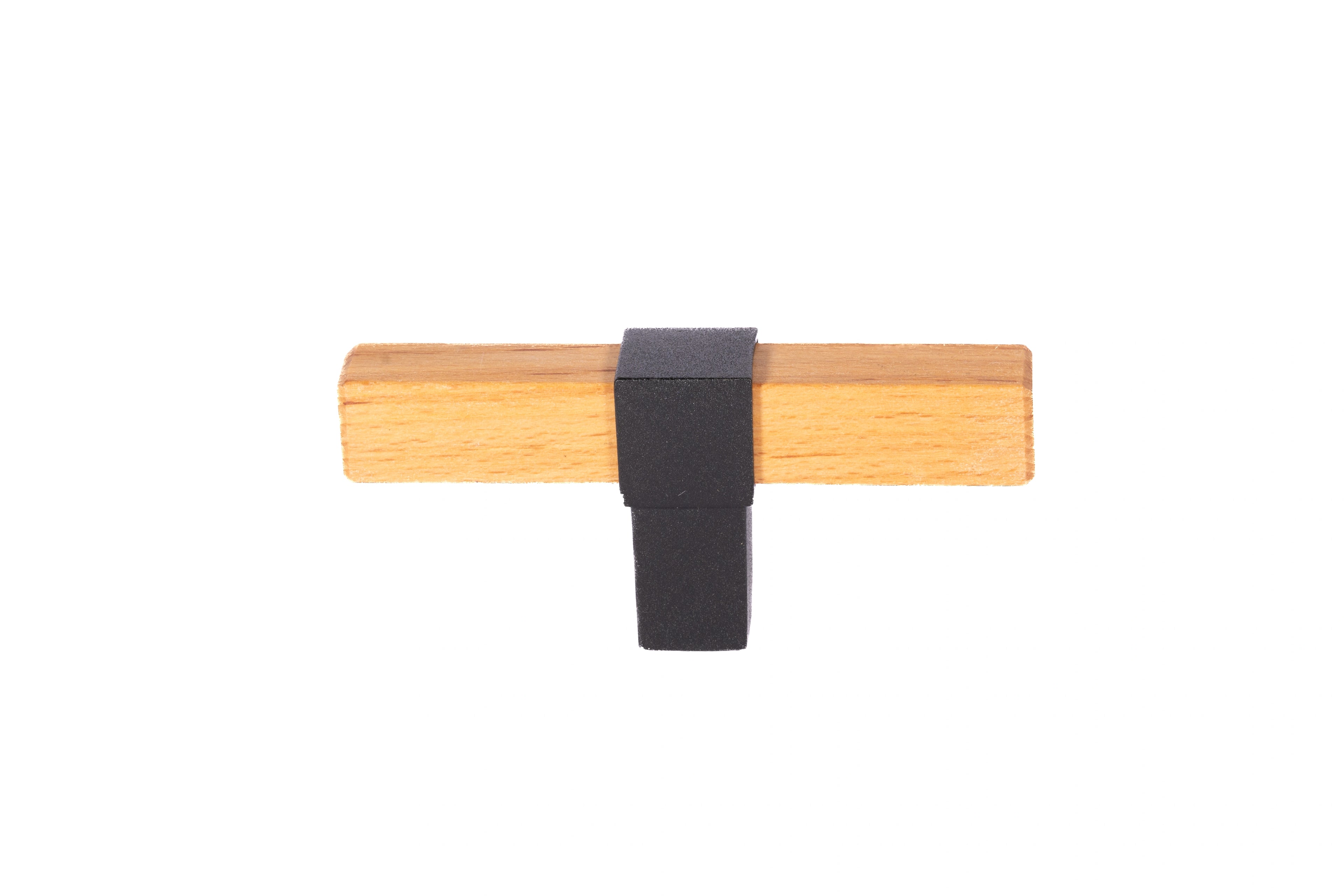 Mantara Lorien Handle W-0028 is a modern zinc and beech wood Tbar in black ideal for kitchen and dresser drawers.