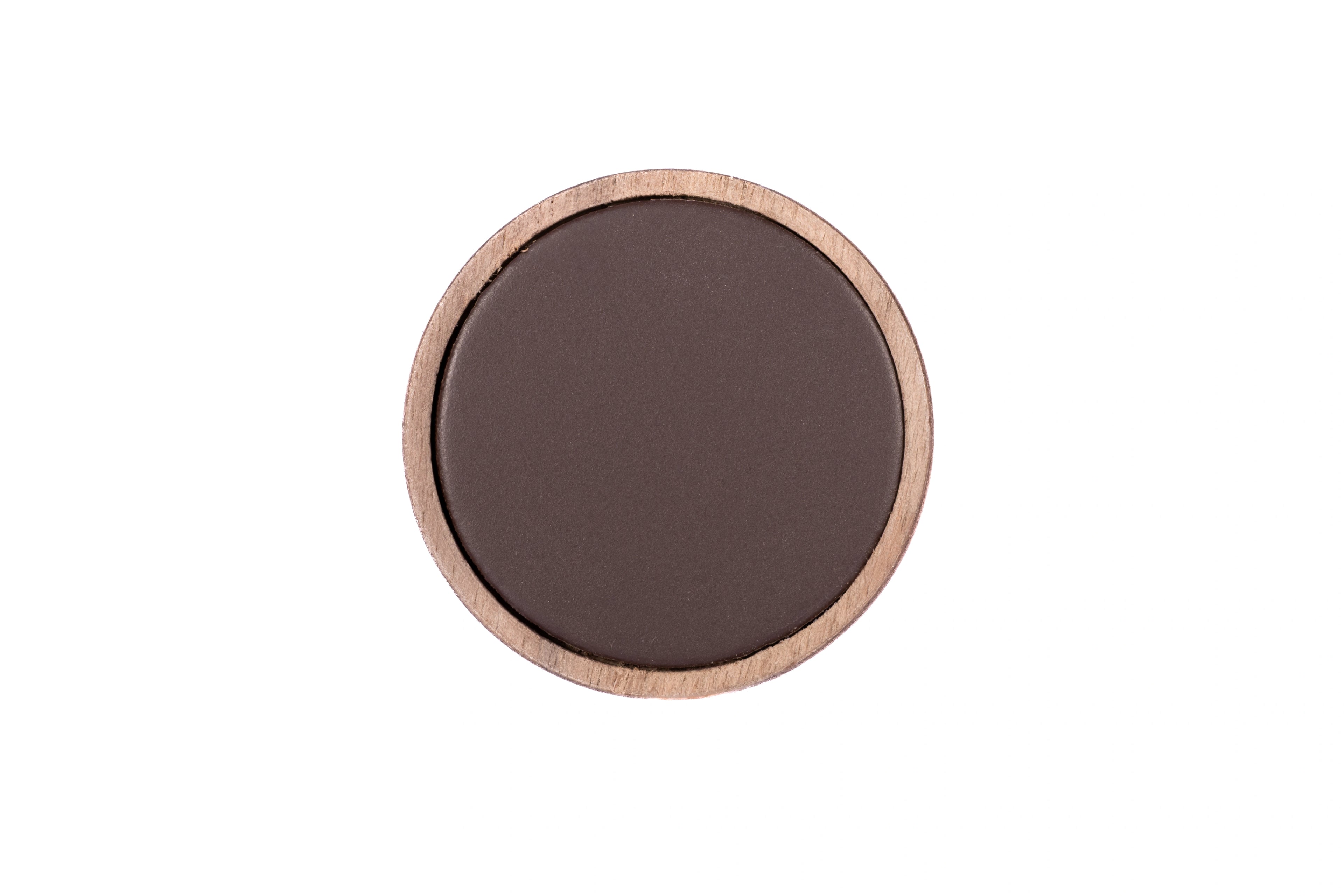Mantara Birchwood Knob W-0040 is a modern wood knob in walnut, ideal for kitchen or dresser drawers.