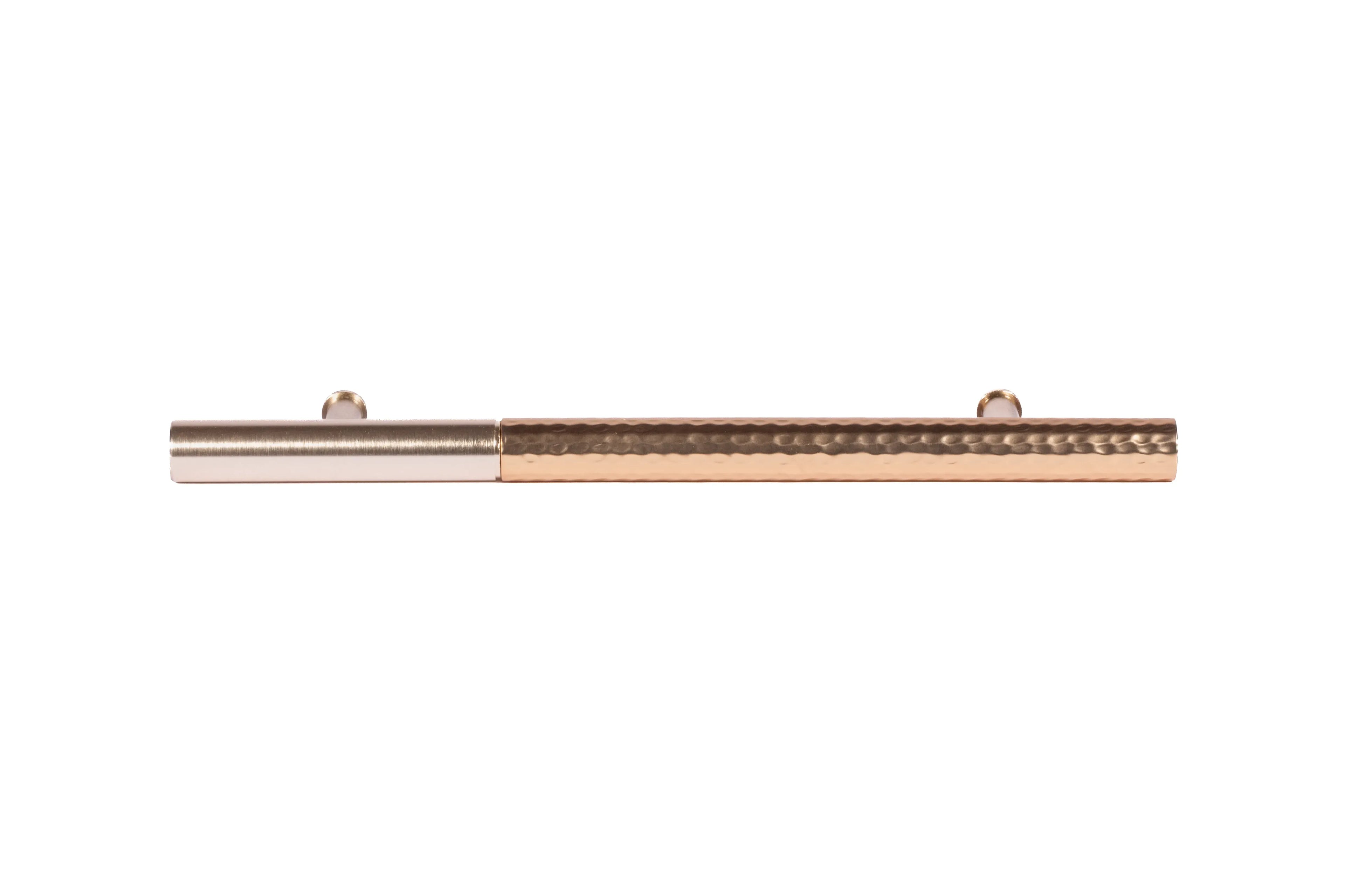 Mantara Soleil Handle Z-0021 is a modern zinc alloy handle in brushed rose gold finish, ideal for kitchen drawers, dresser drawers.