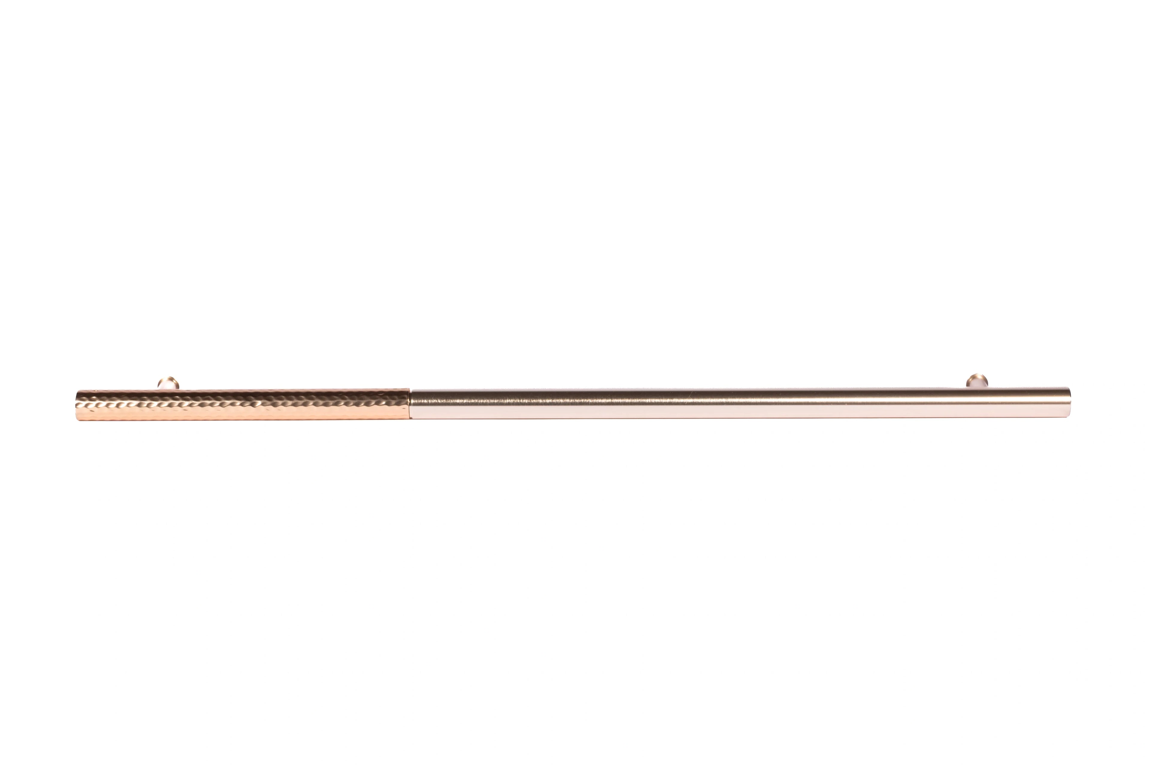 Mantara Soleil Handle Z-0021 is a modern zinc alloy handle in brushed rose gold finish, ideal for kitchen drawers, dresser drawers.
